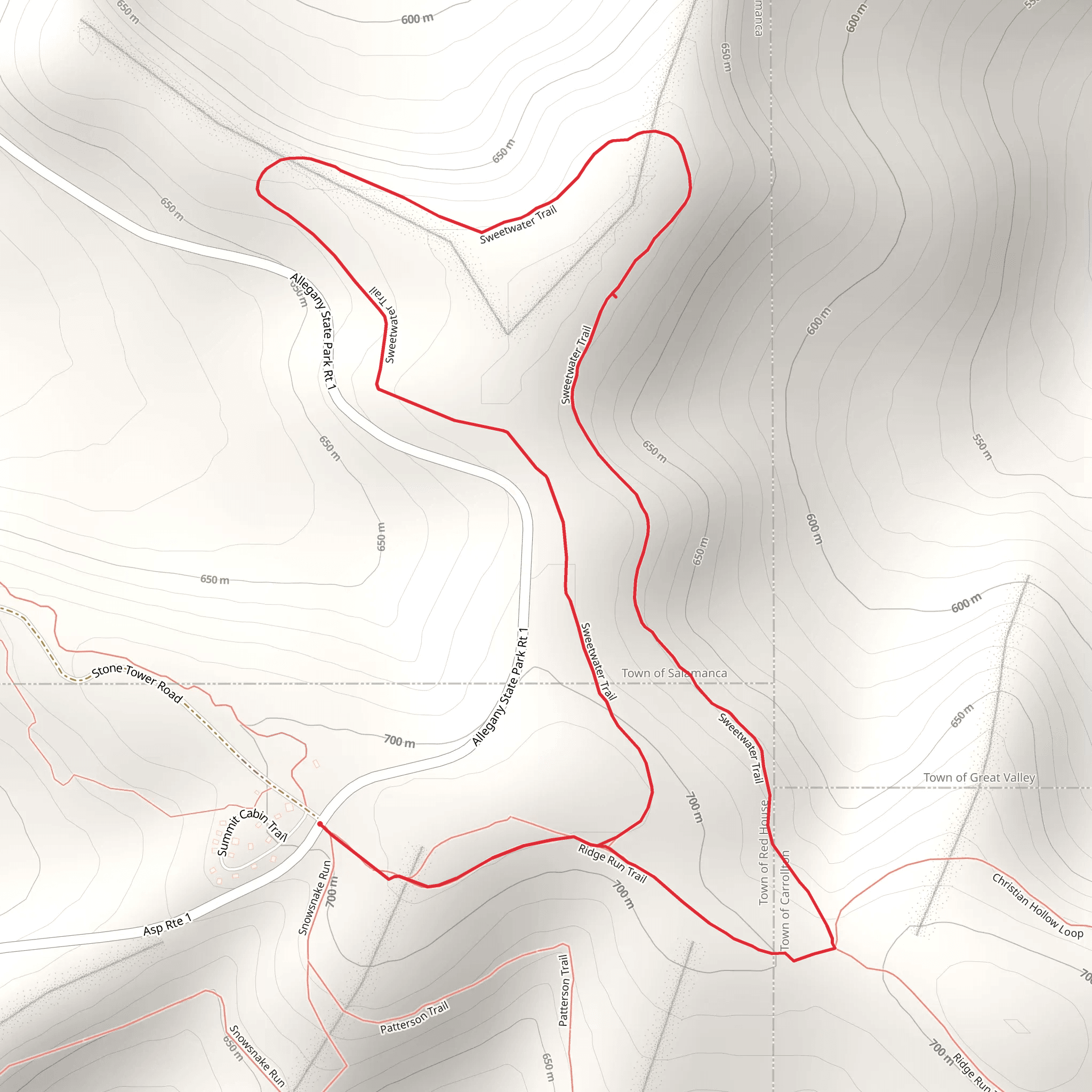 Sweetwater Loop Trail via Ridge Run Trail mobile static map