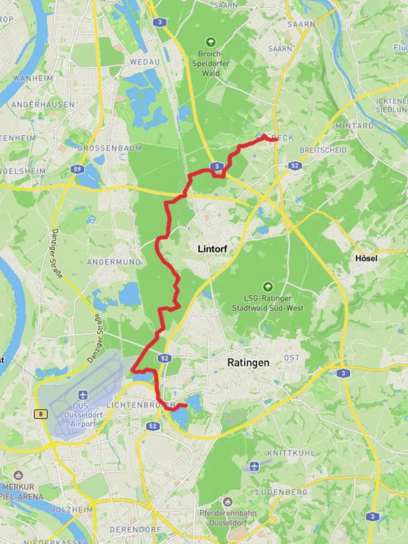 An image depicting the trail Selbeck to Gruner See Walk and its surrounding area.