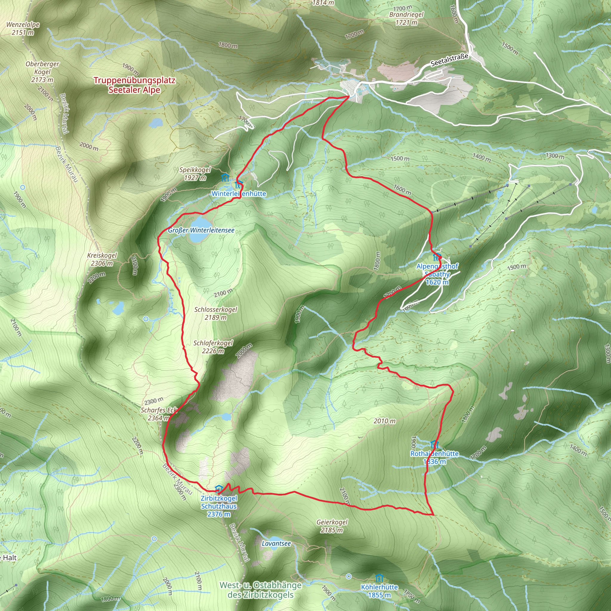 Sabathy-Rothaidenhütte-Zirbitzkogel-Winterleitenhütte-Sabathy mobile static map