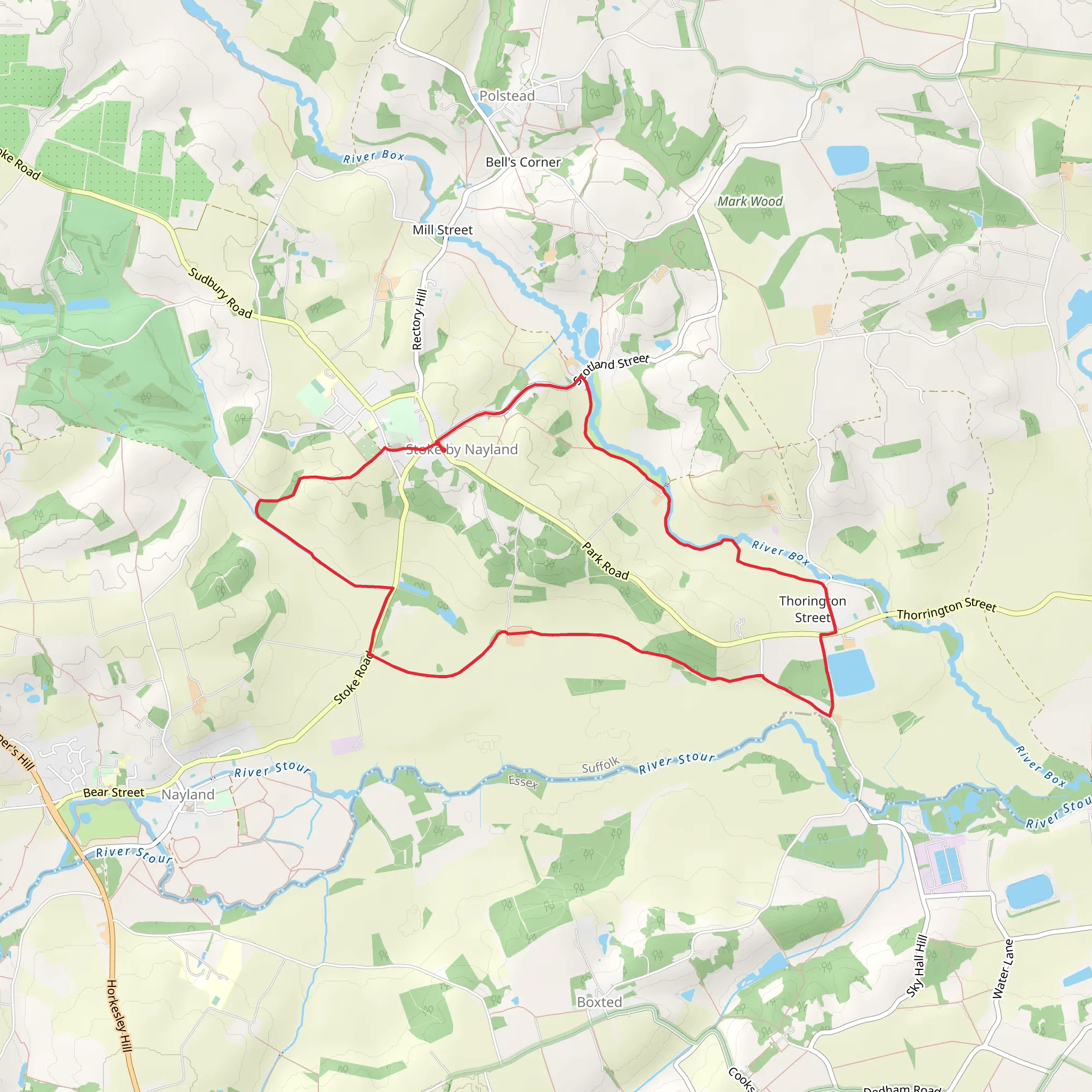 River Box from Stoke-by-Nayland mobile static map