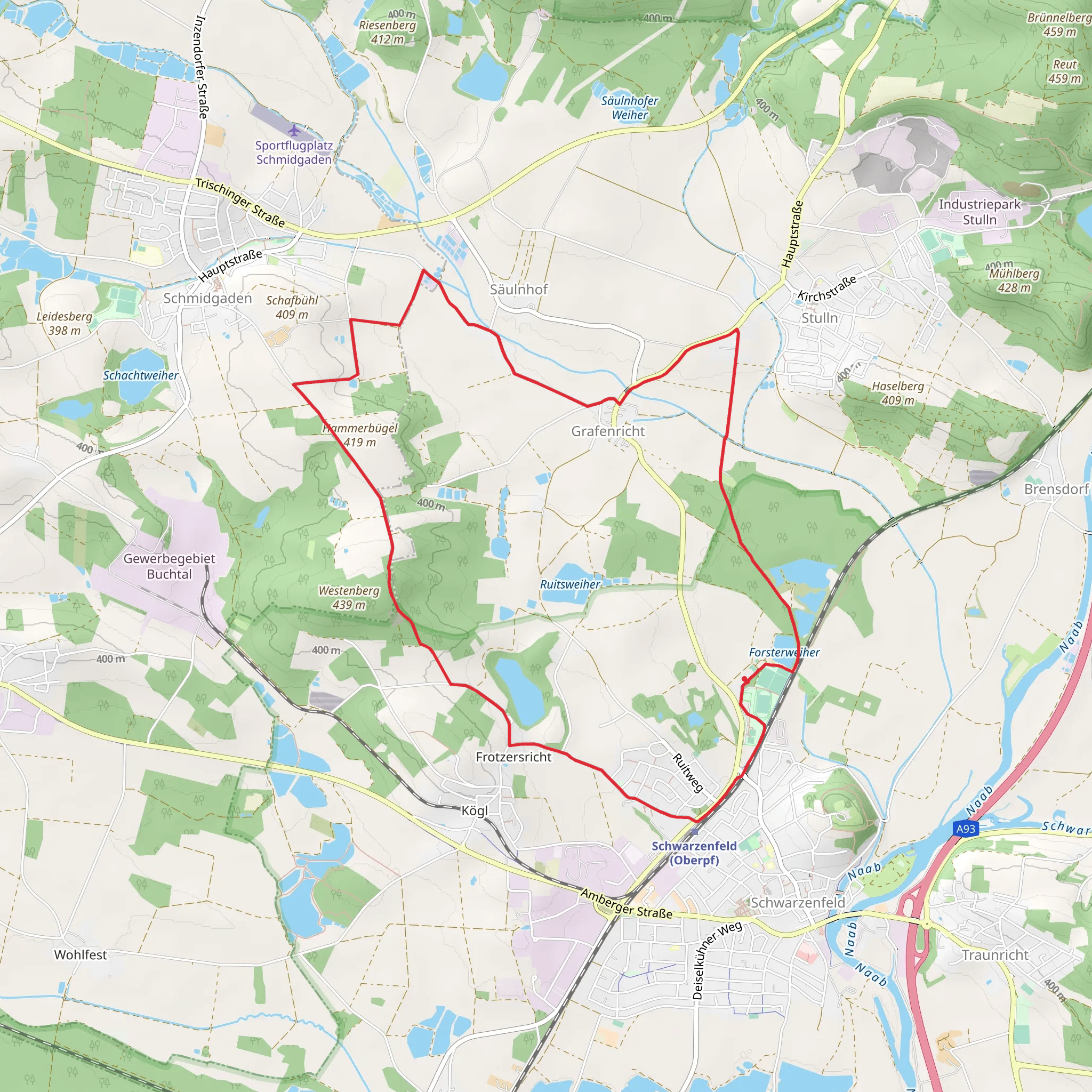 Forsterweiher via Westernbergweg mobile static map