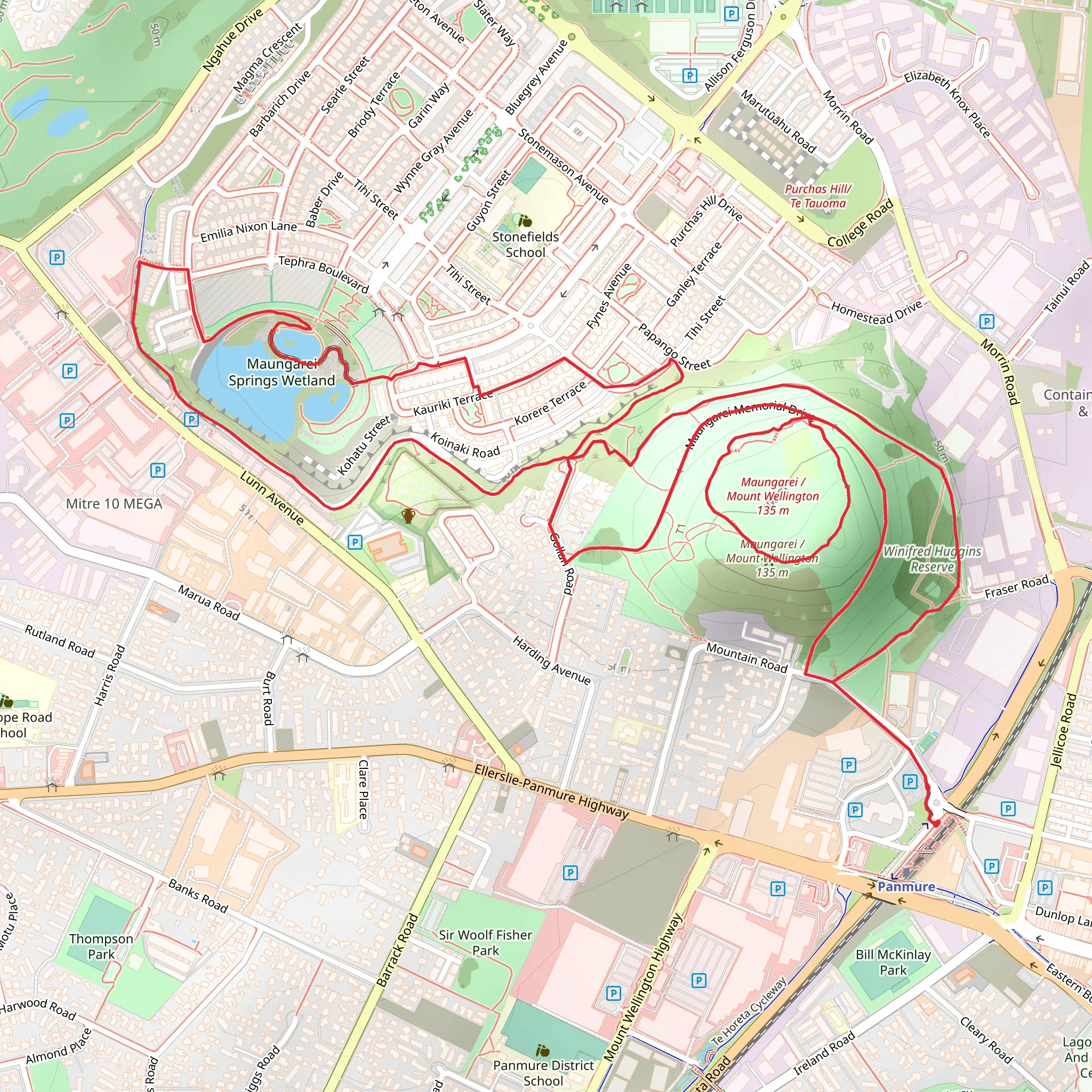 Mount Wellington Summit Trails and Stonefields Loop mobile static map