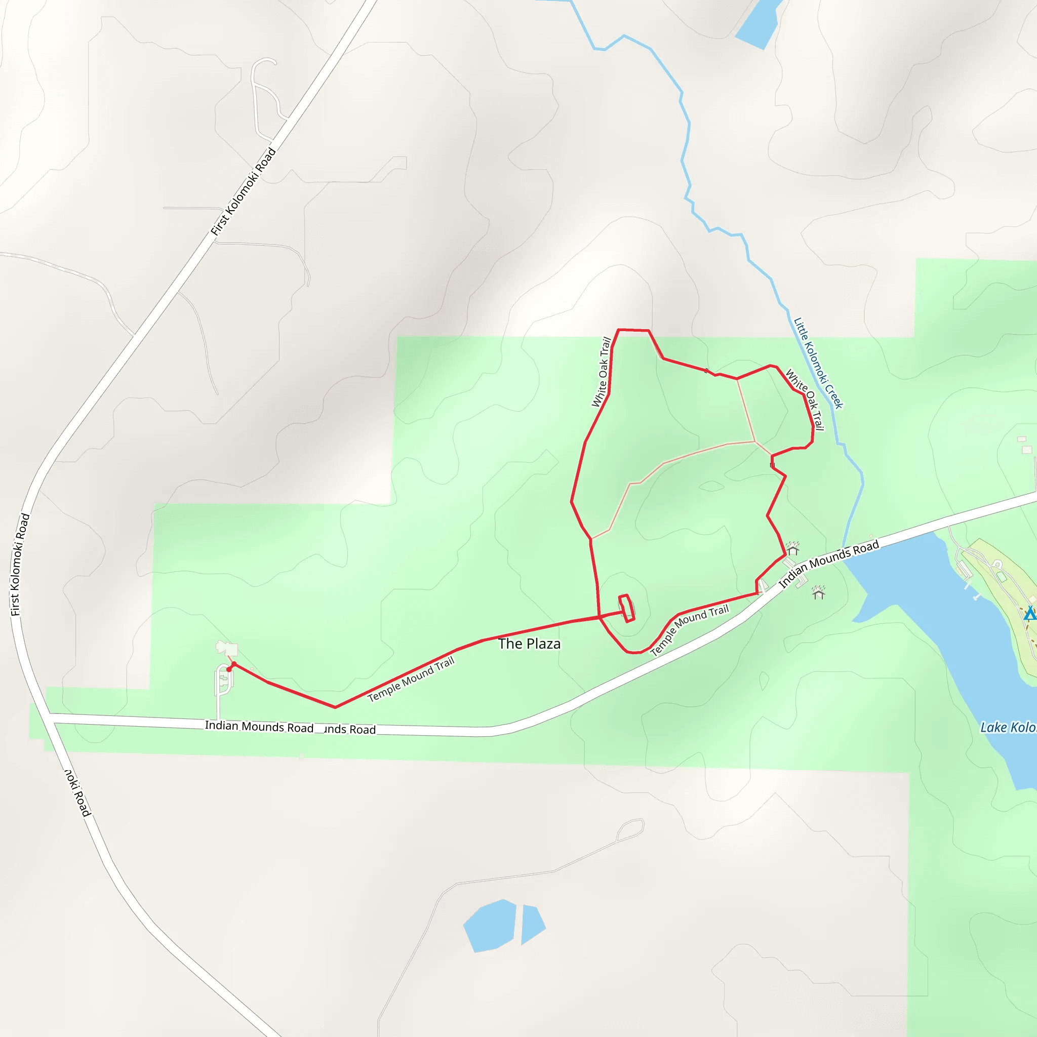 White Oak and Temple Mound Loop Trail mobile static map