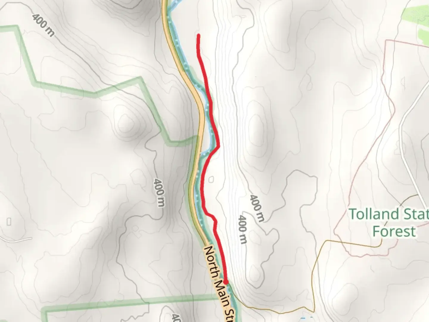 An image depicting the trail West Branch Farmington River from North Main Street and its surrounding area.