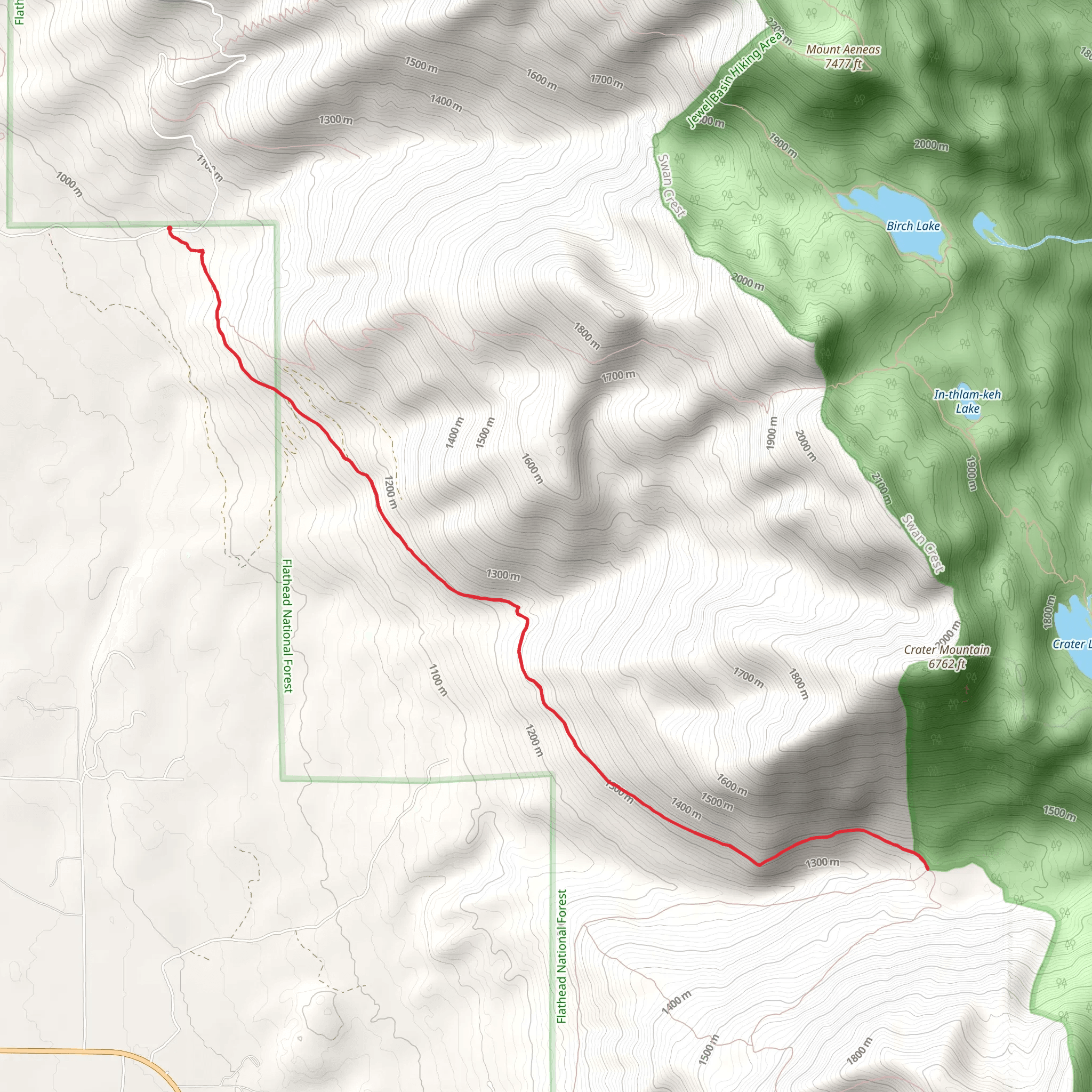 Crater Mountain from Jewel Basin Road mobile static map