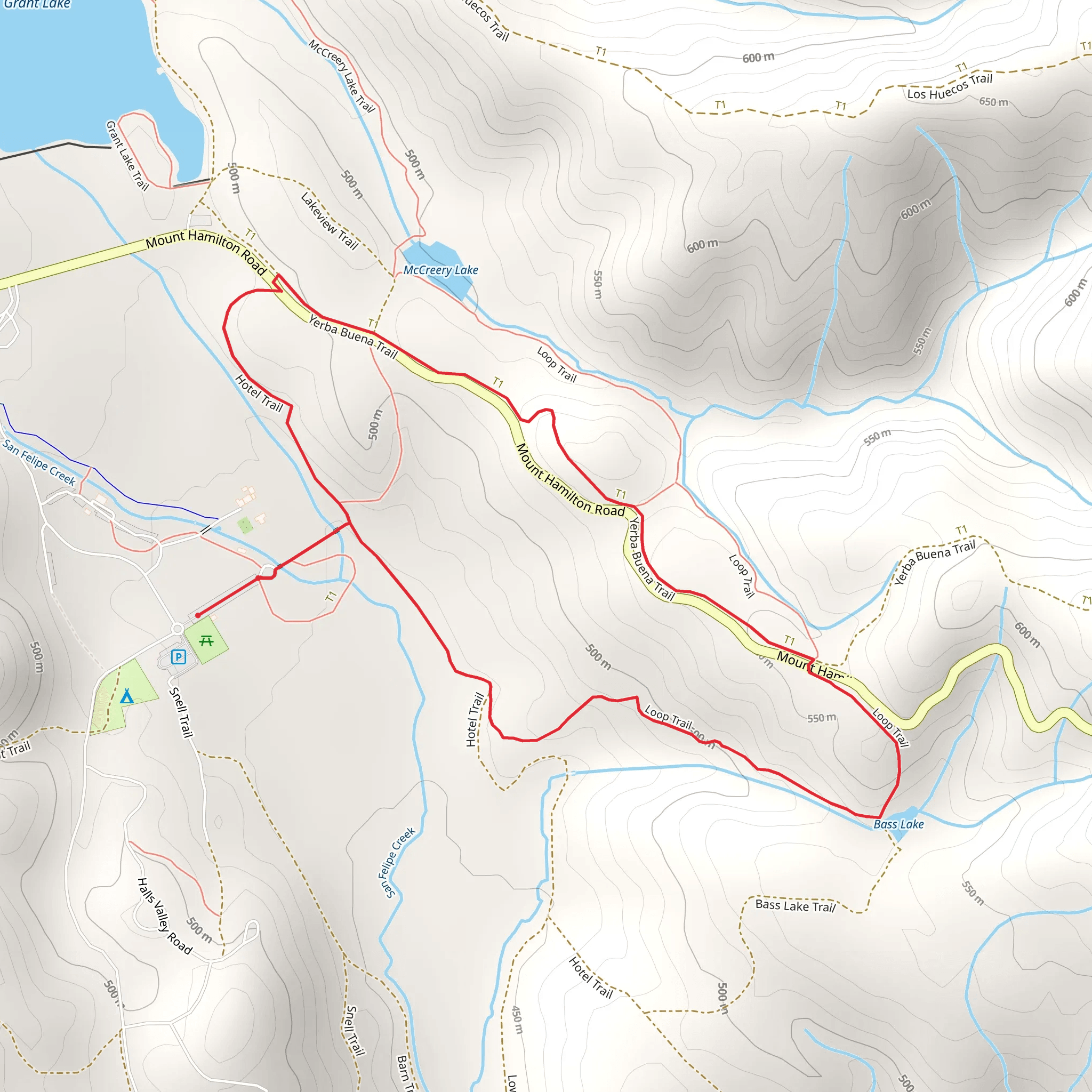 Hotel and Yerba Buena Loop Trail mobile static map