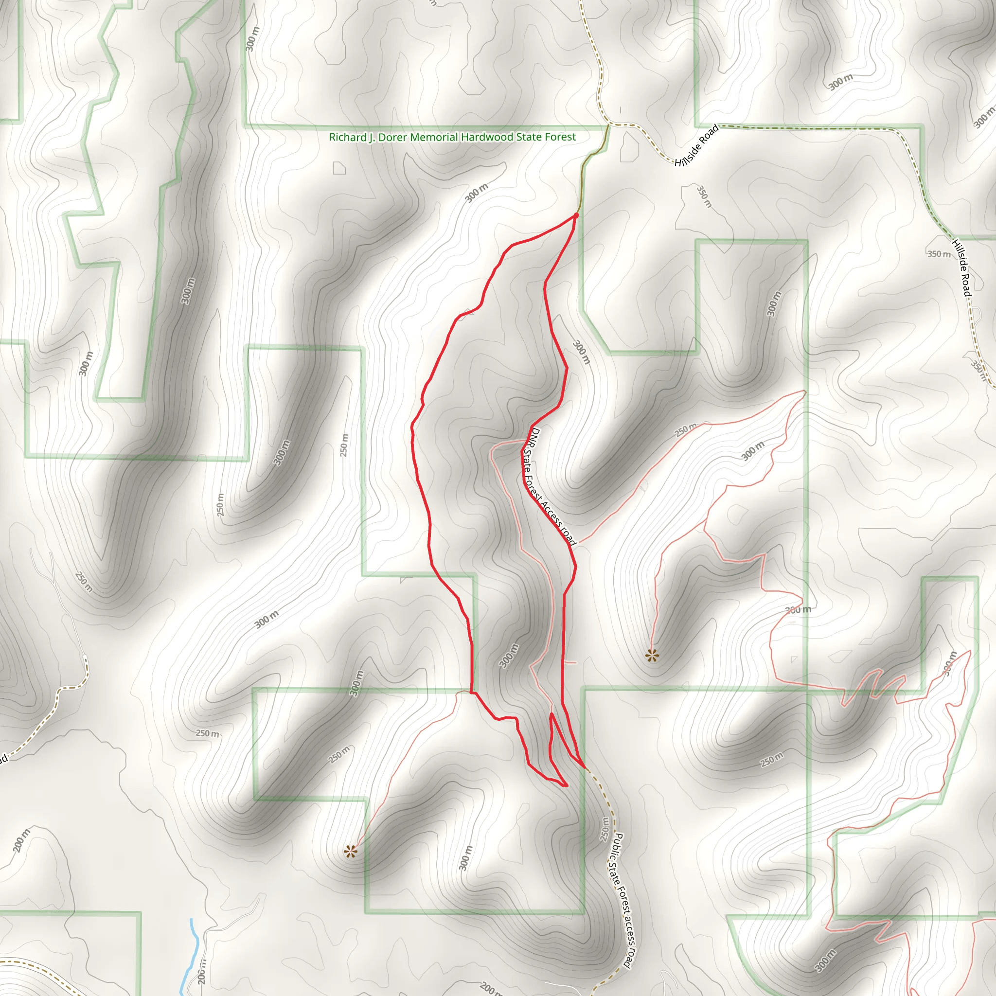 Richard J Dorer Memorial Hardwood State Forest Loop mobile static map