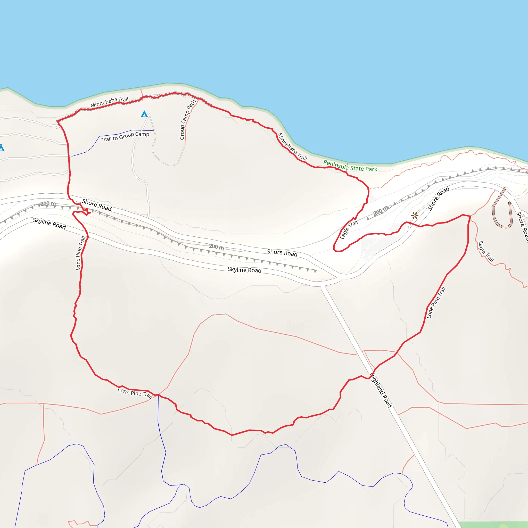Eagle, Minnehaha and Lone Pine Loop Trail mobile static map