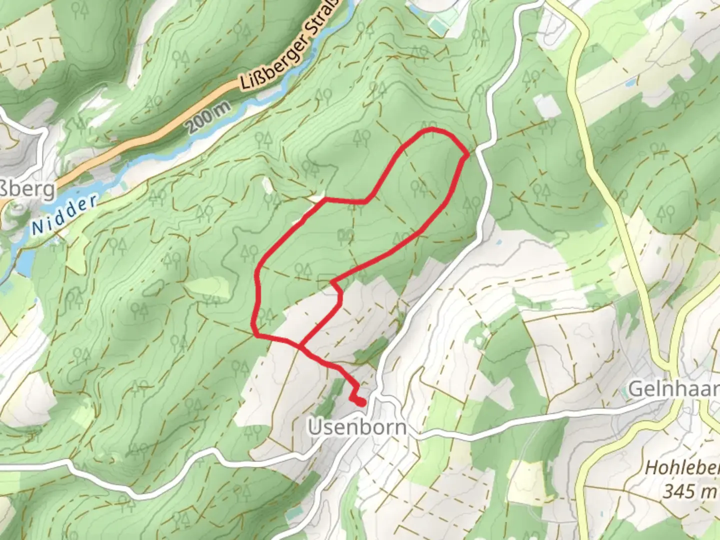 An image depicting the trail Stolberg and Taufsteinweg and its surrounding area.