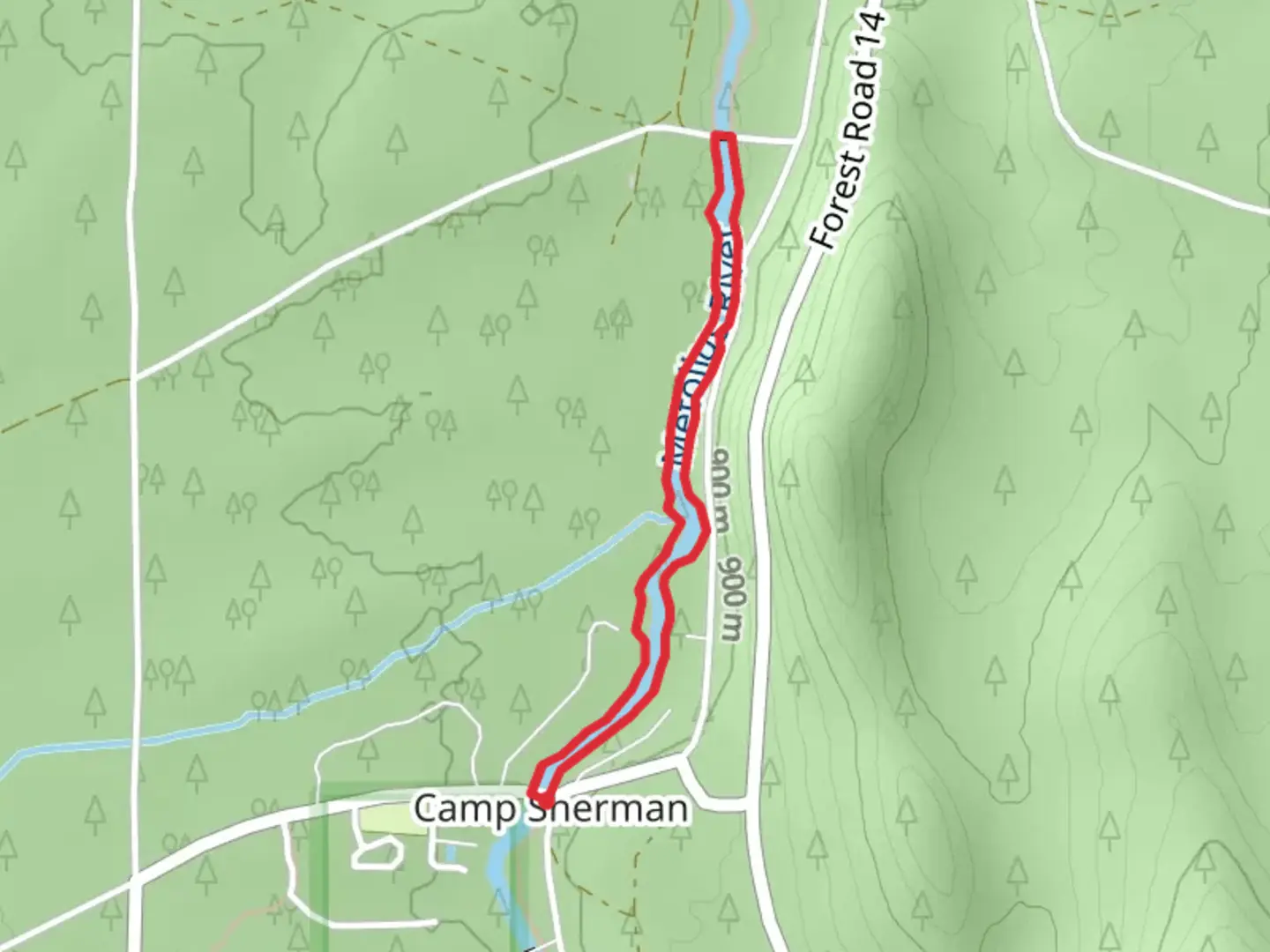 An image depicting the trail Camp Sherman via East Metolius River Trail and its surrounding area.
