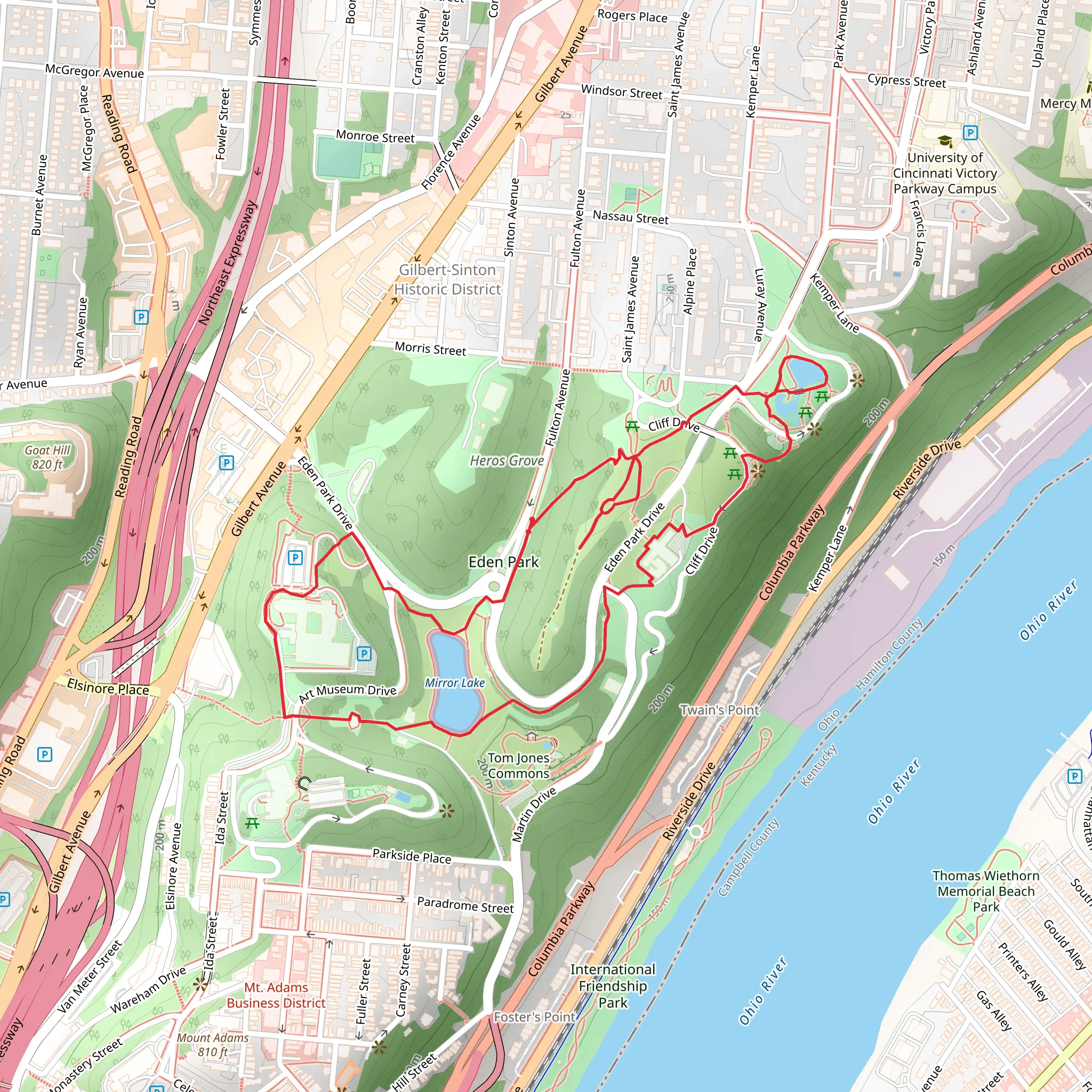 Mirror Lake and Eden Park Loop via ADT mobile static map