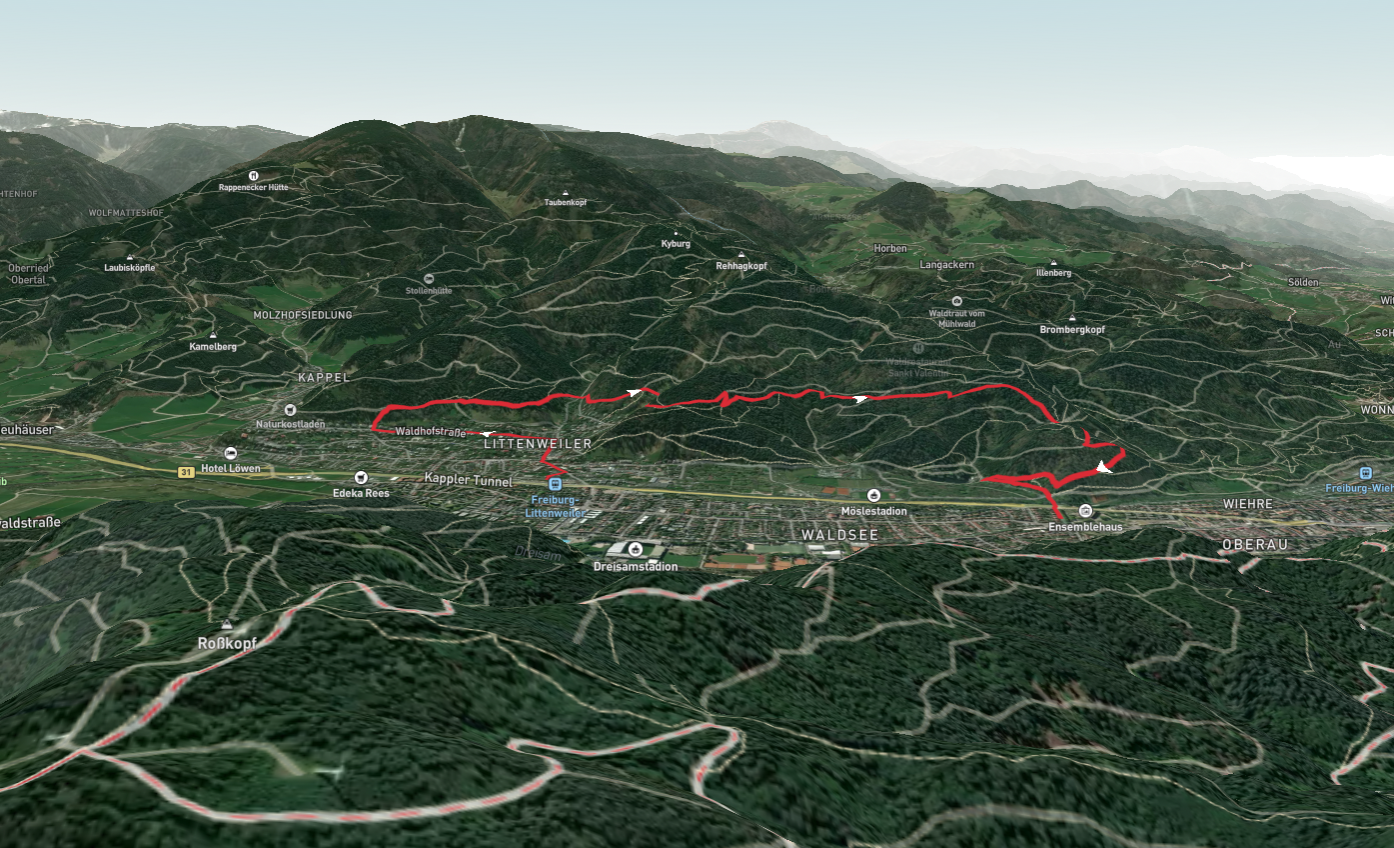 Freiburg Littenweiler to Stadthalle via Sagemaennleweg