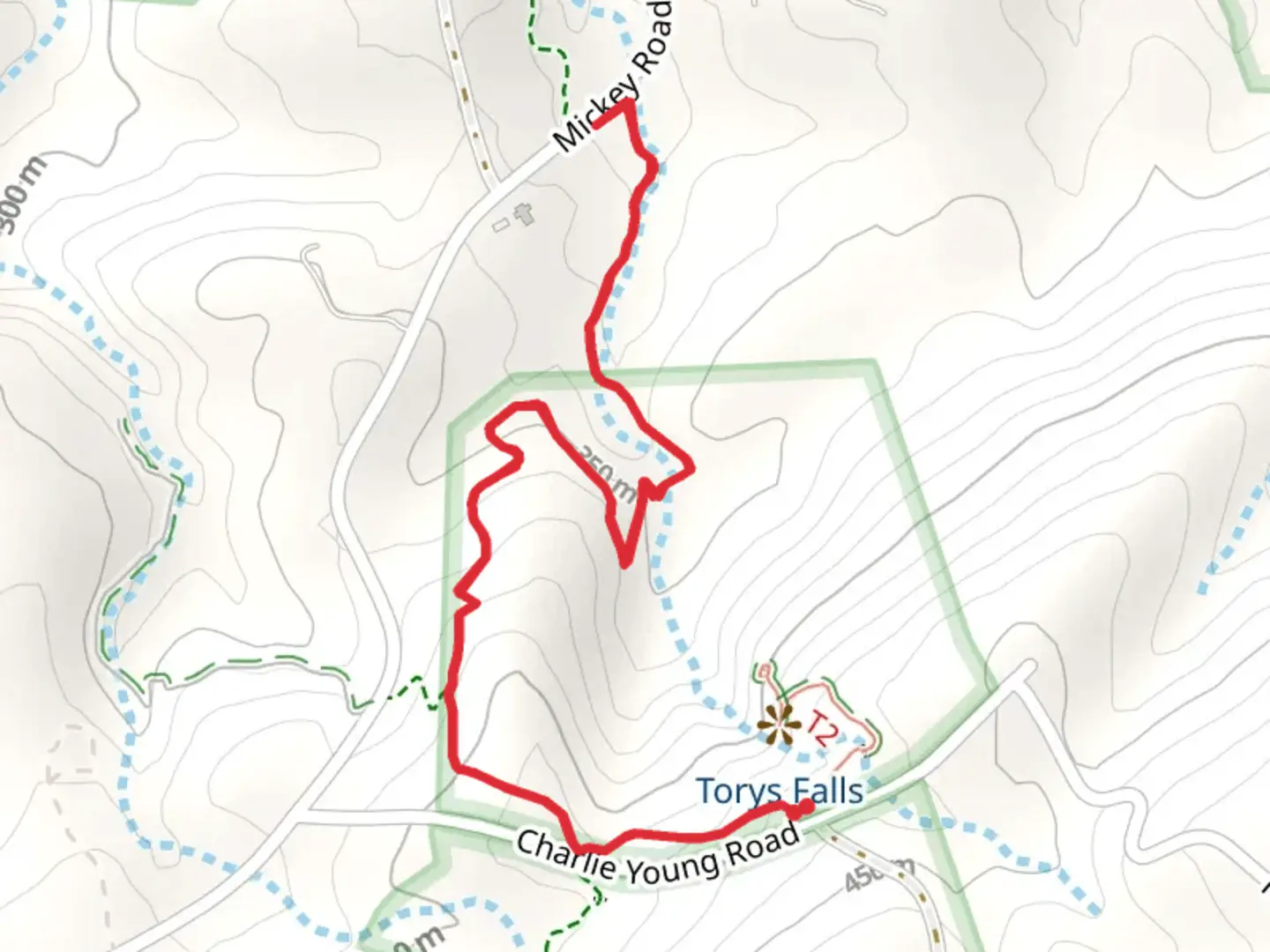 An image depicting the trail Torys Den and RM Collins Trail and its surrounding area.