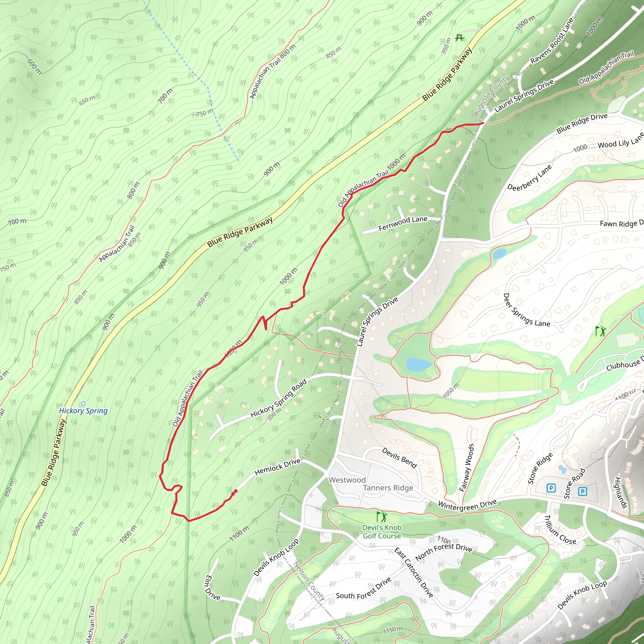 Walk along Hickory Spring mobile static map