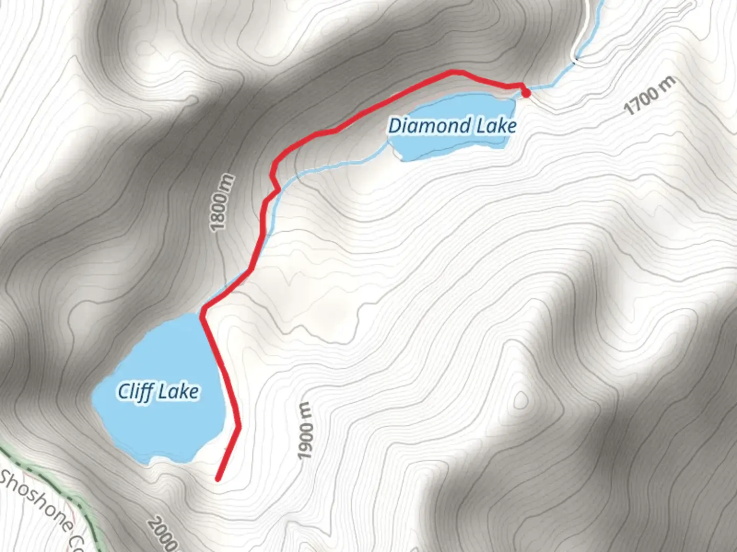 An image depicting the trail Diamond Lake and Cliff Lake and its surrounding area.
