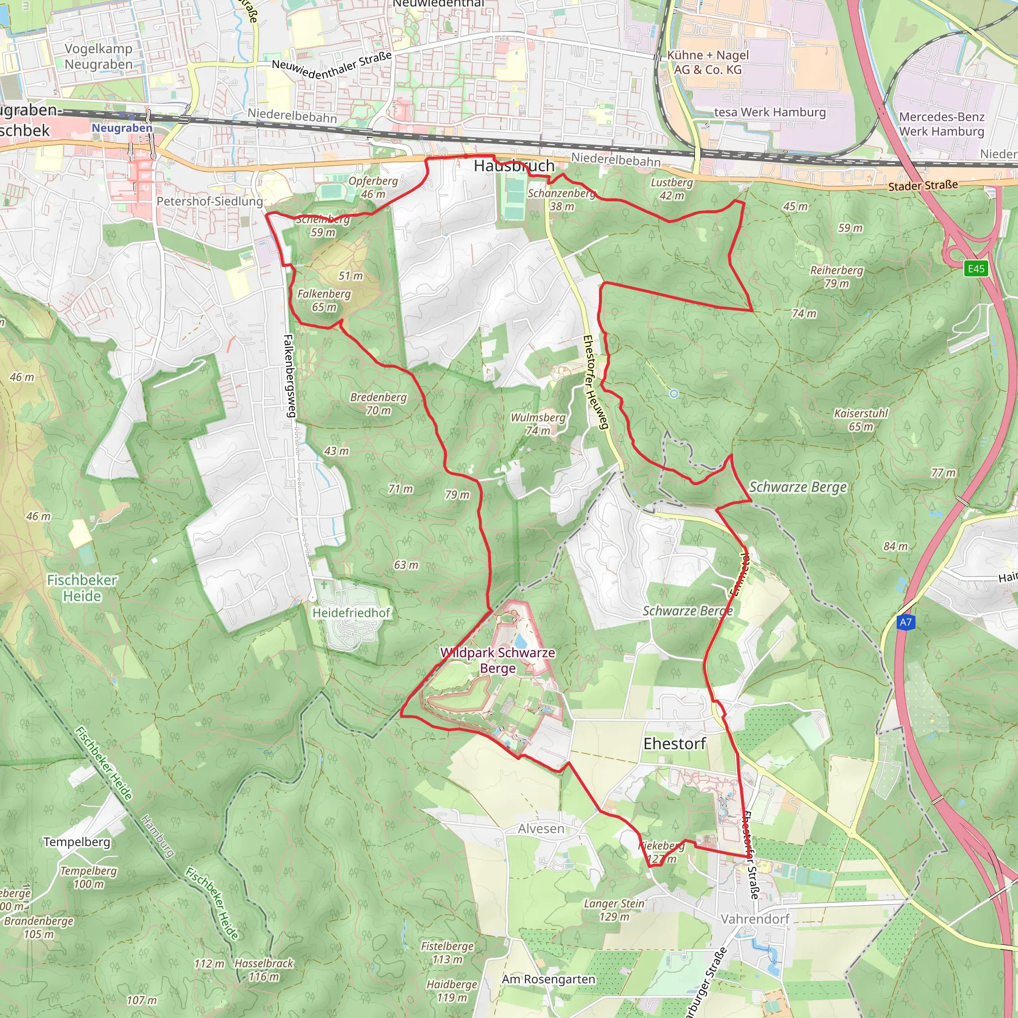 Hausbruch and Kiekeberg Loop mobile static map
