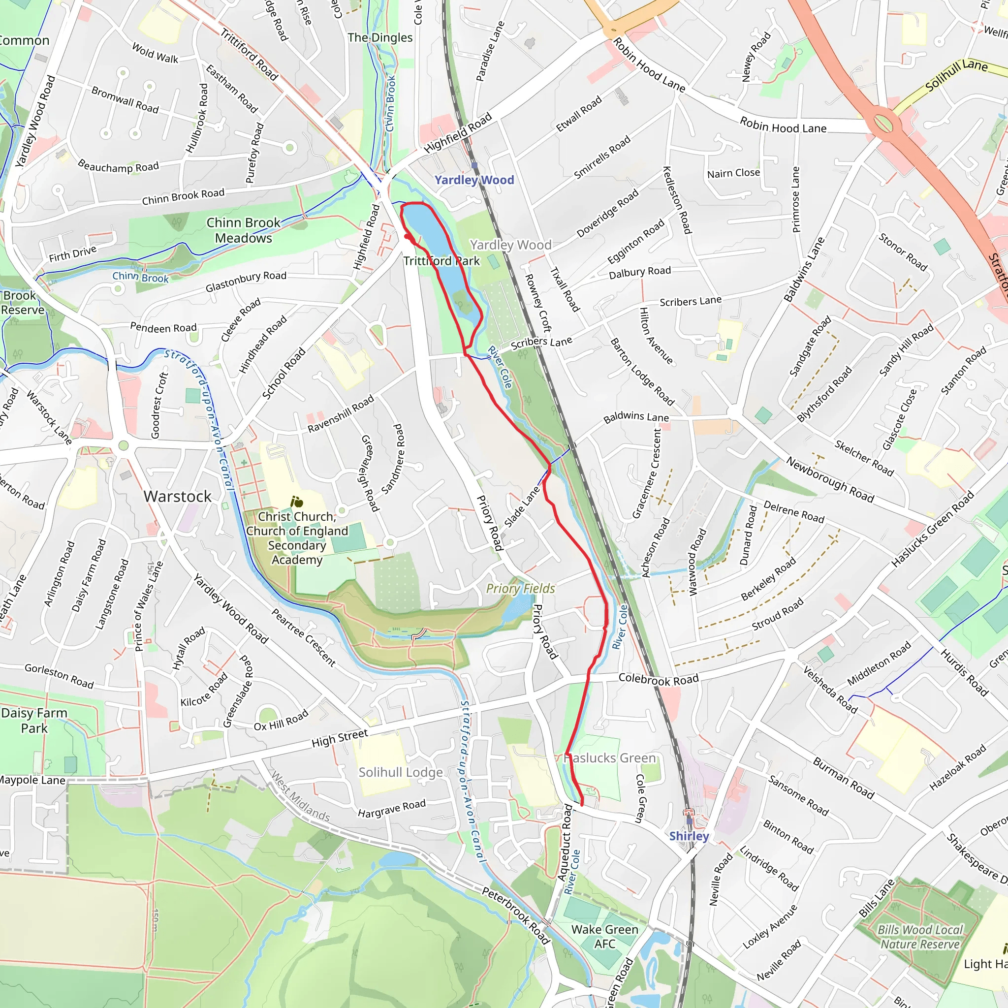Mill Pool and Trittiford Park Walk mobile static map