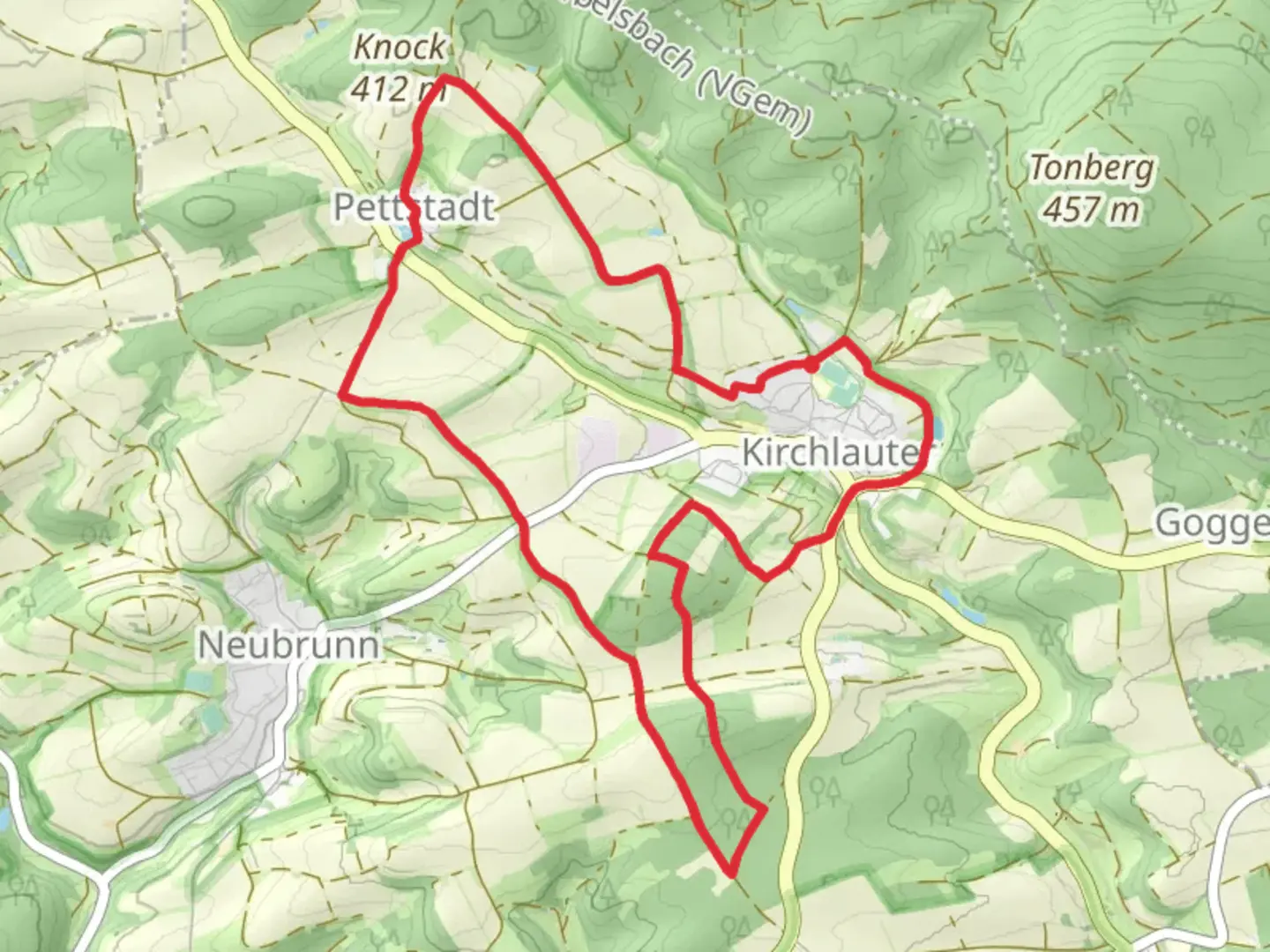 An image depicting the trail Lauftour KIR1 and its surrounding area.