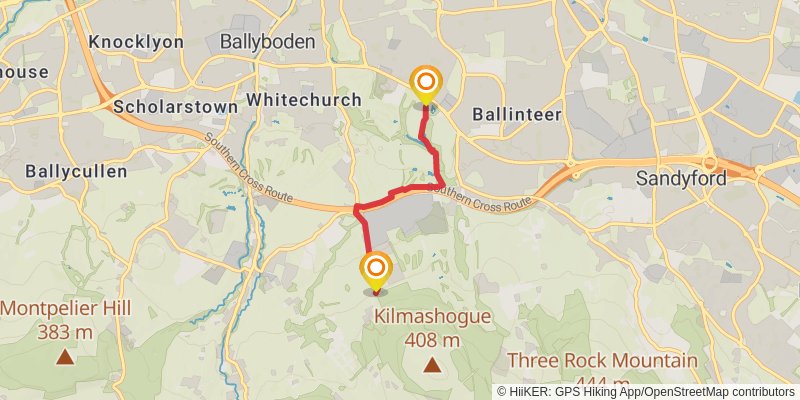 Wicklow Way - Knockree to Marlay Park stage 2 Map
