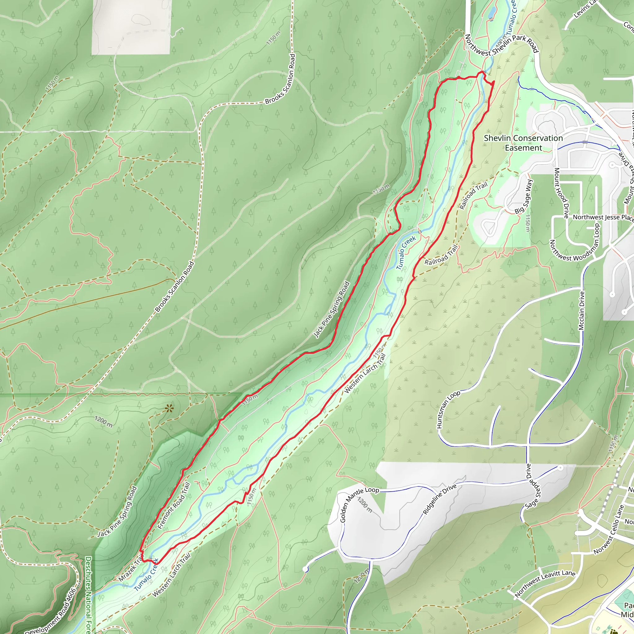 Loop around Tumalo Creek mobile static map