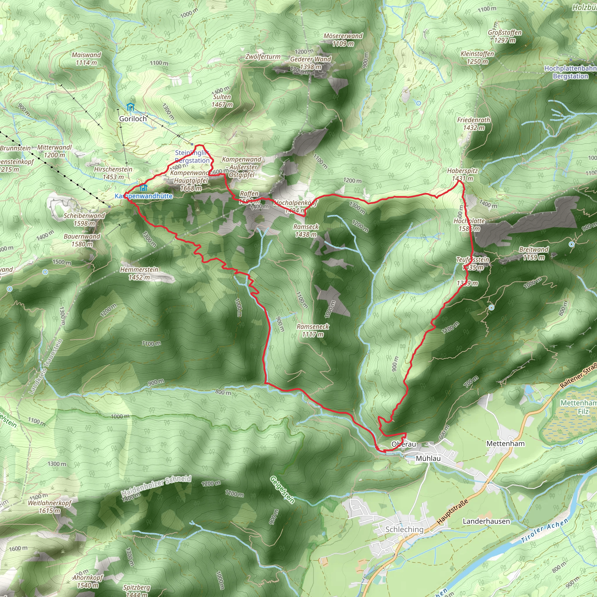 Raffen, Hochalpenkopf and Hochplatte Loop from Oberau mobile static map