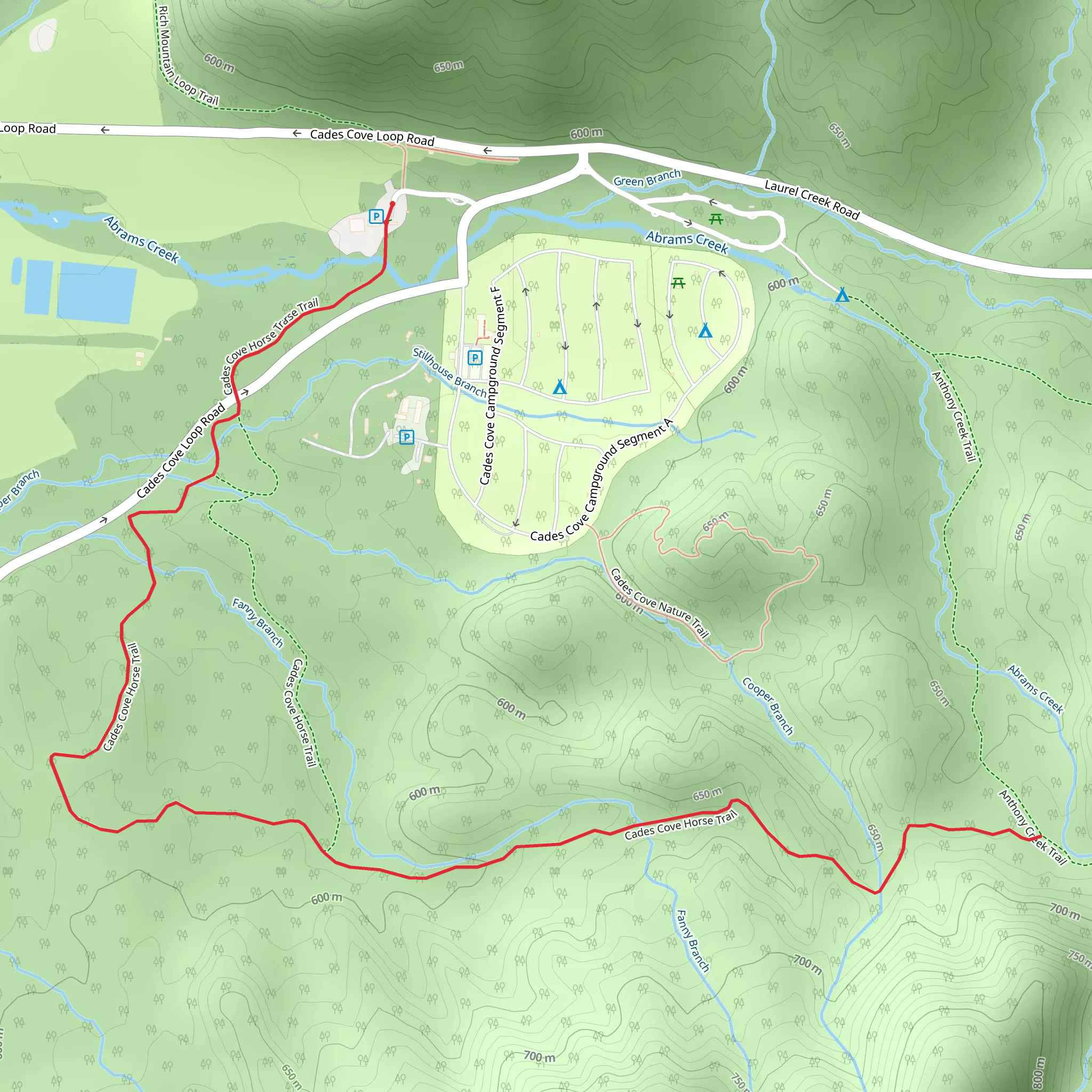 Cades Cove Horse Trail mobile static map