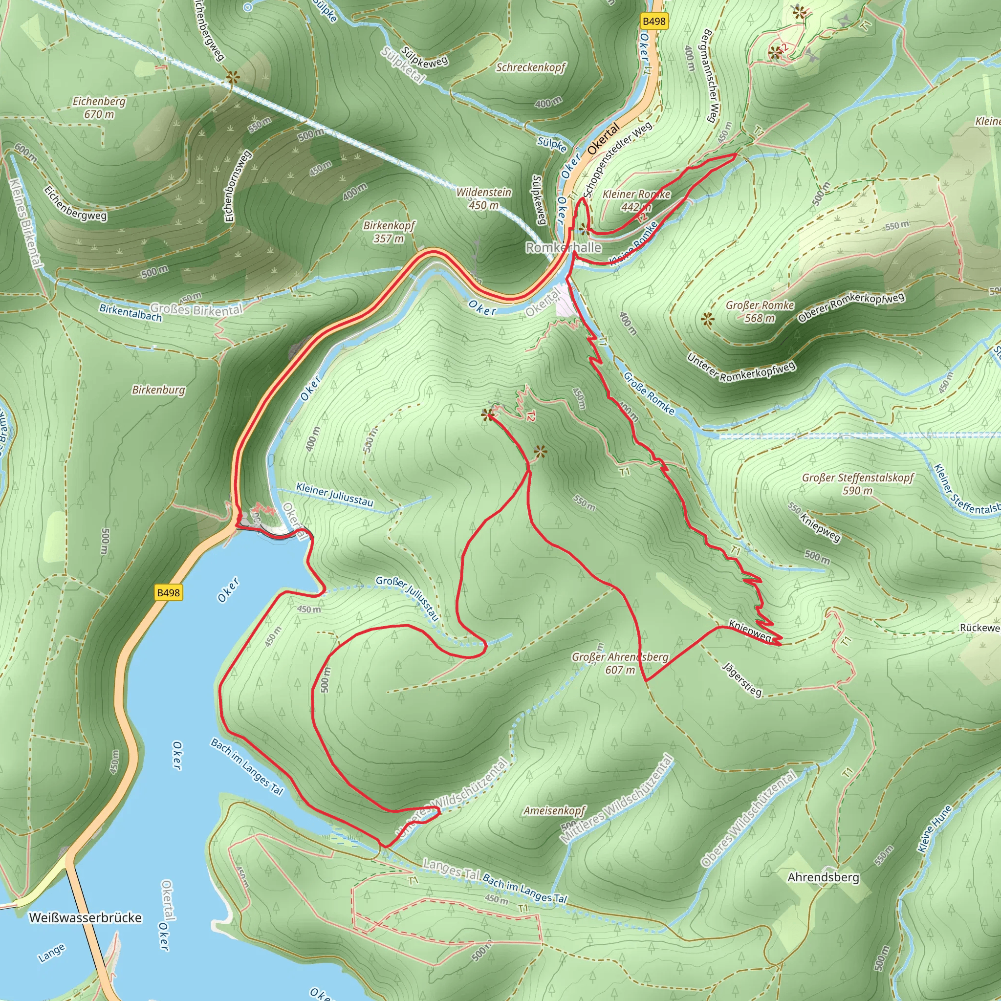 Okertalsperre, Ahrendsberger Klippen and Kleine Romke Loop mobile static map