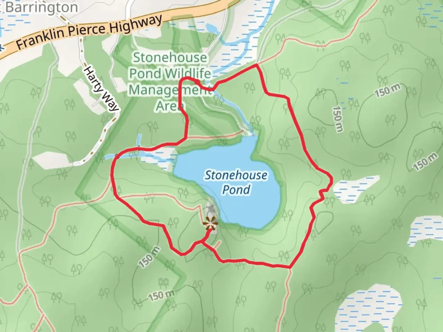 An image depicting the trail Stonehouse Pond Loop Trail and its surrounding area.