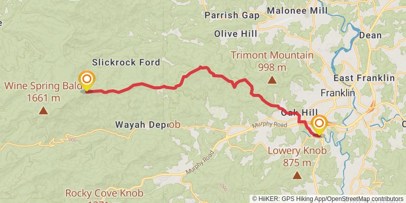 Southeastern Serpentine Trail stage 16 Map