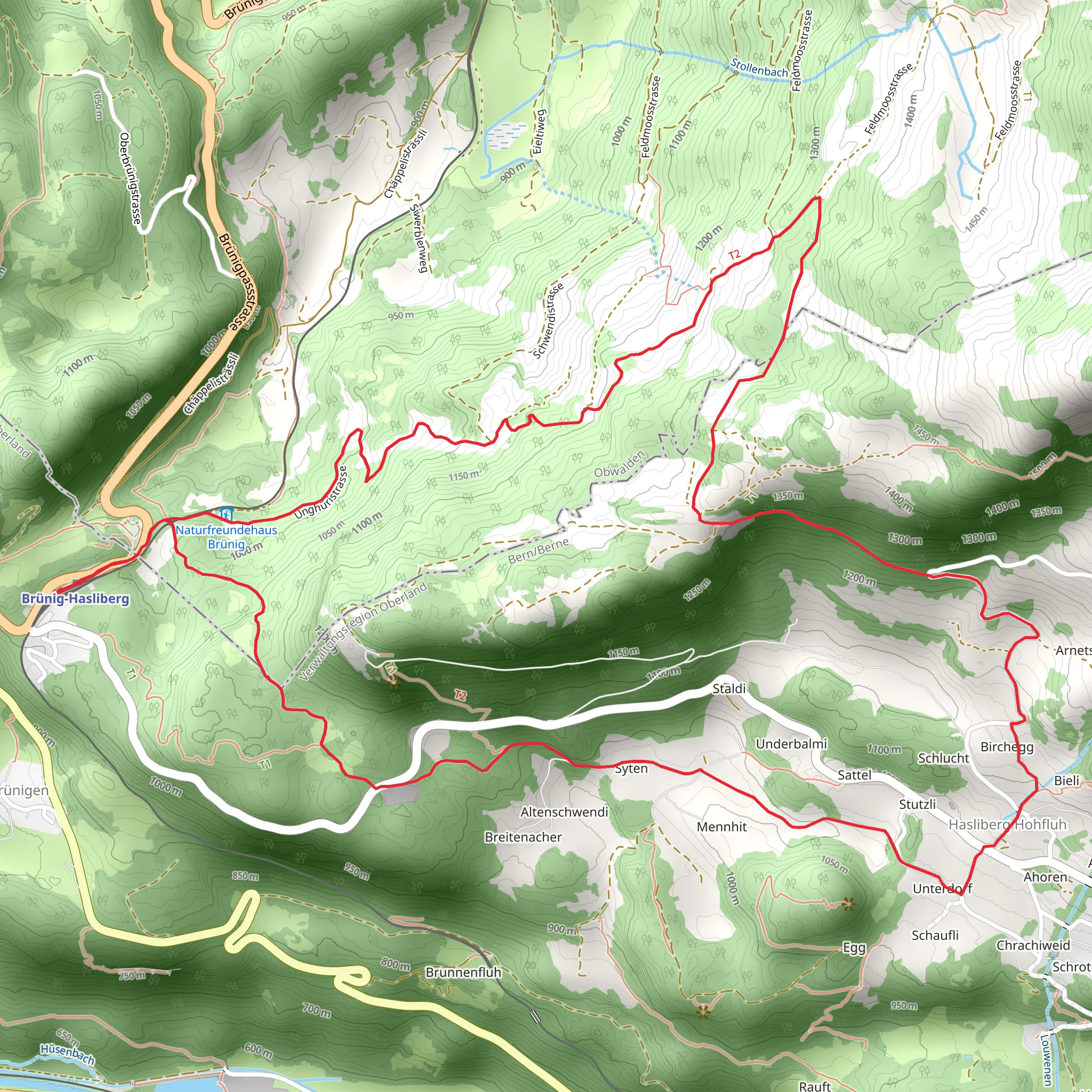 Brünig Pass over the Halgenfluh to Hohfluh mobile static map