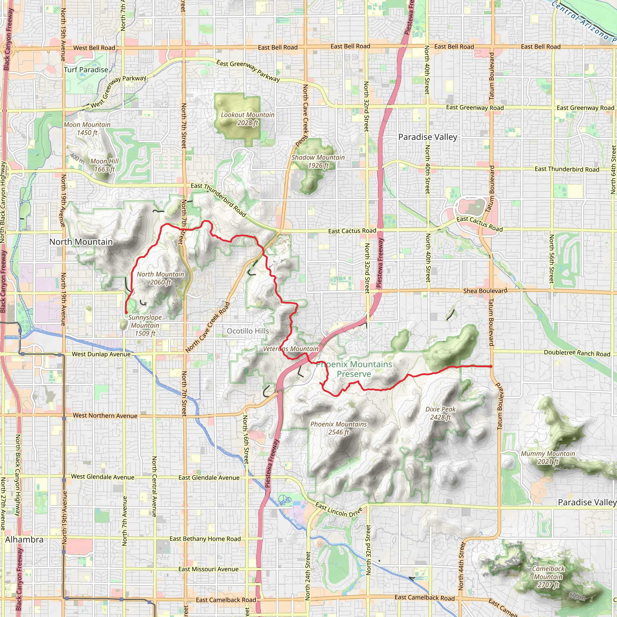 Charles M Christiansen Trail from North Tatum Boulevard mobile static map