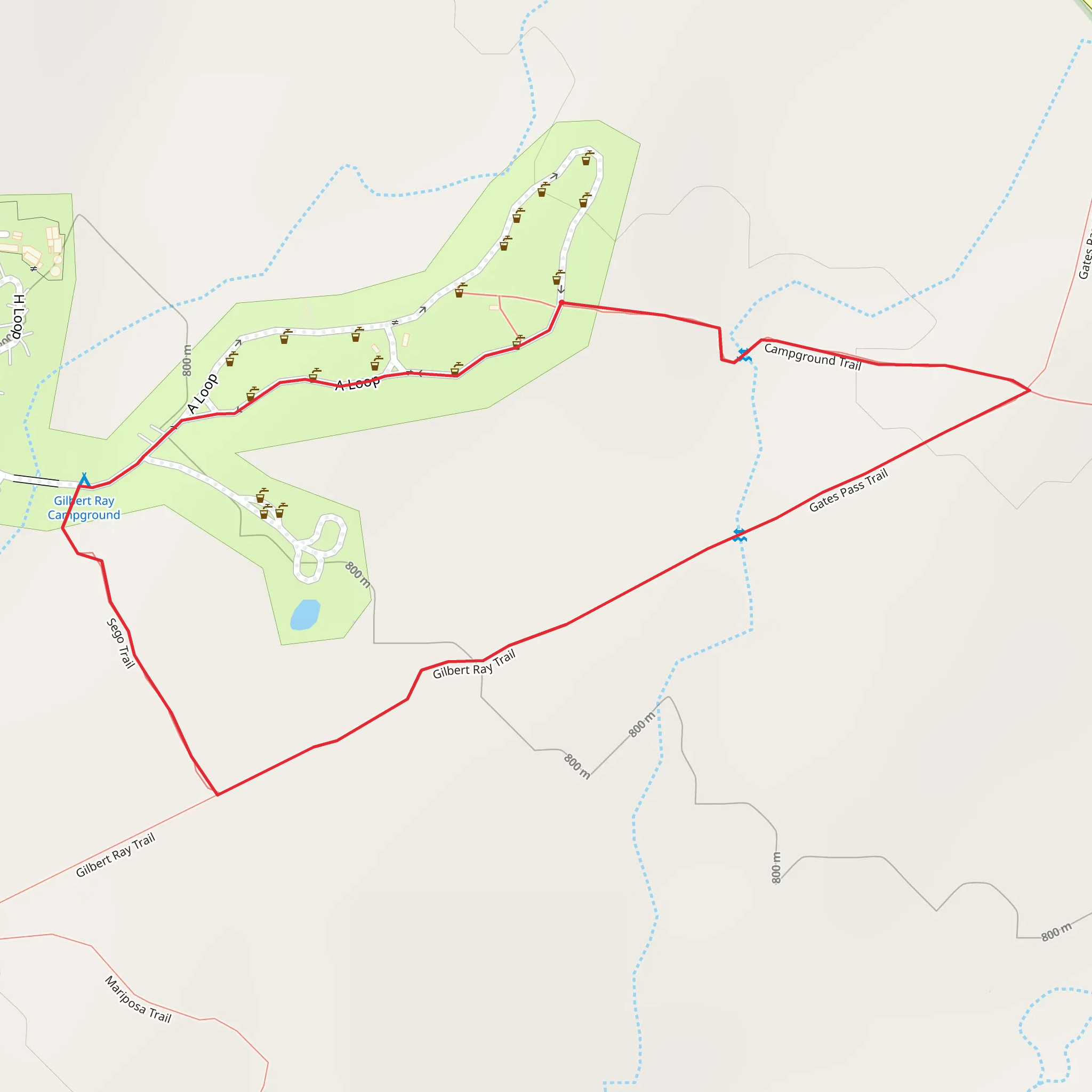 Gates Pass and Sego Loop Trail mobile static map