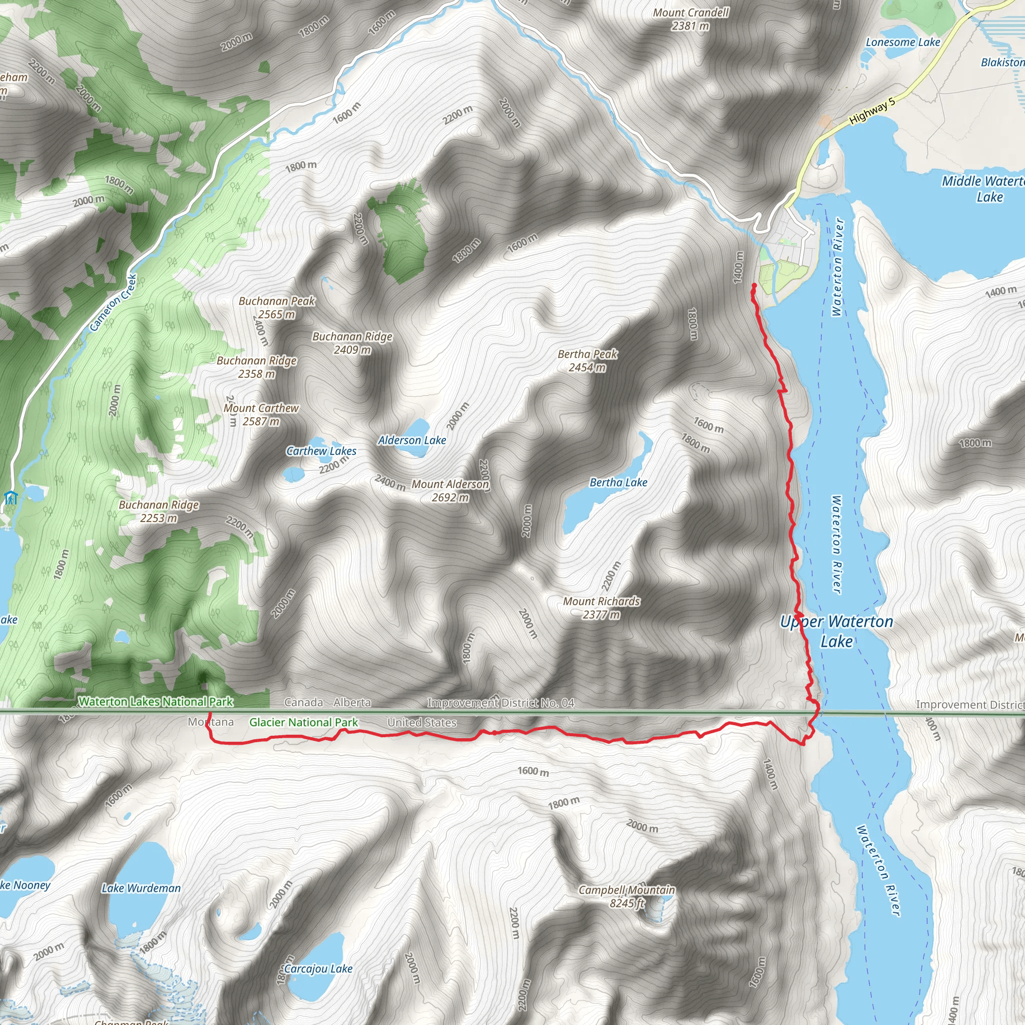 North Boundary Trail via GDT mobile static map