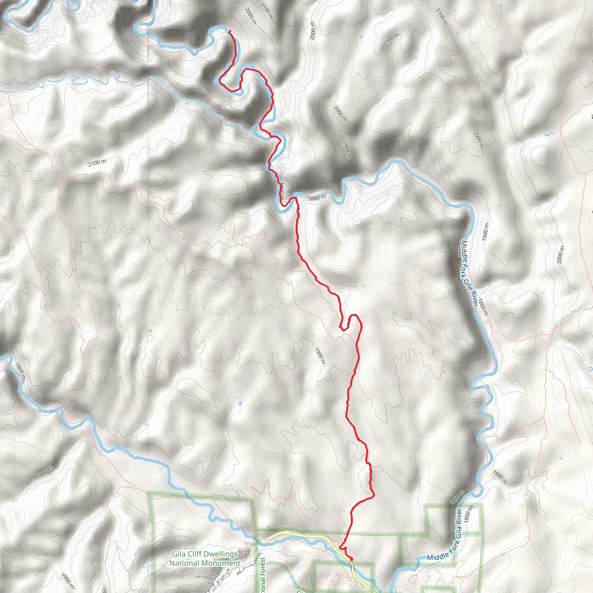 Middle Fork Gila River via CDT mobile static map