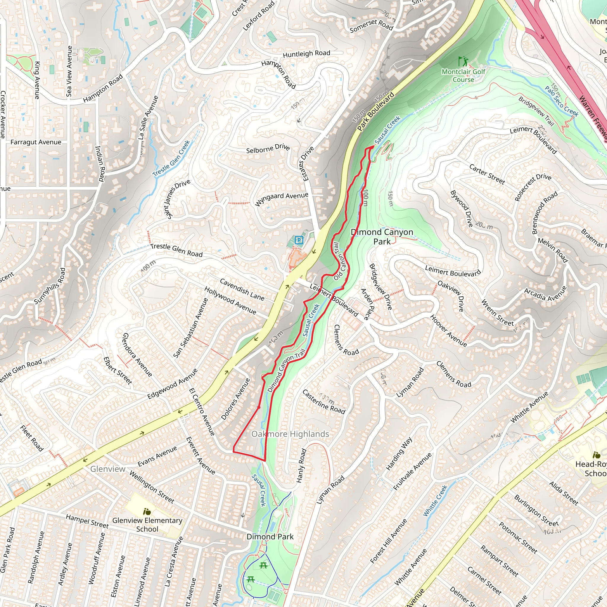 Sausal Creek - Old Cañon Loop Trail mobile static map