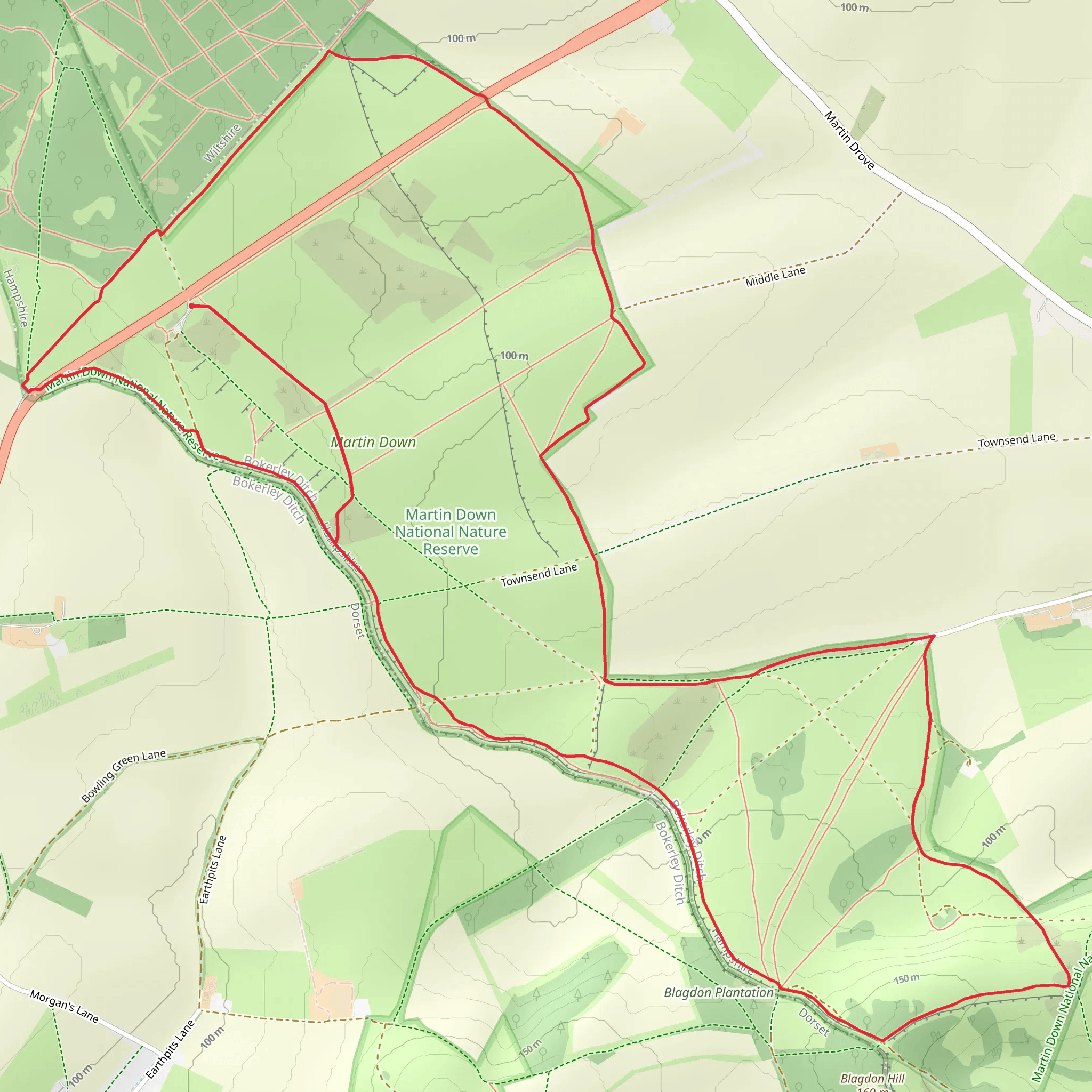 Martin Down NNR Loop mobile static map