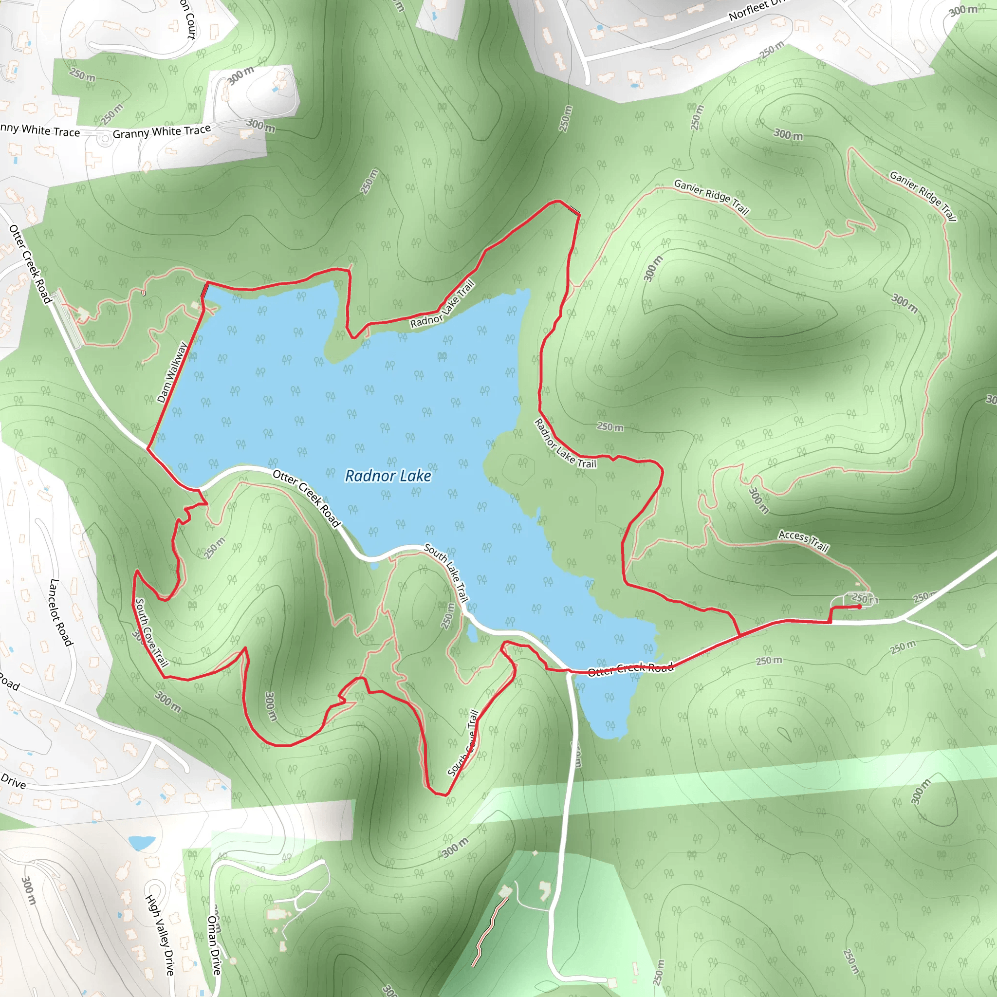 Radnor Lake State Natural Area Loop mobile static map
