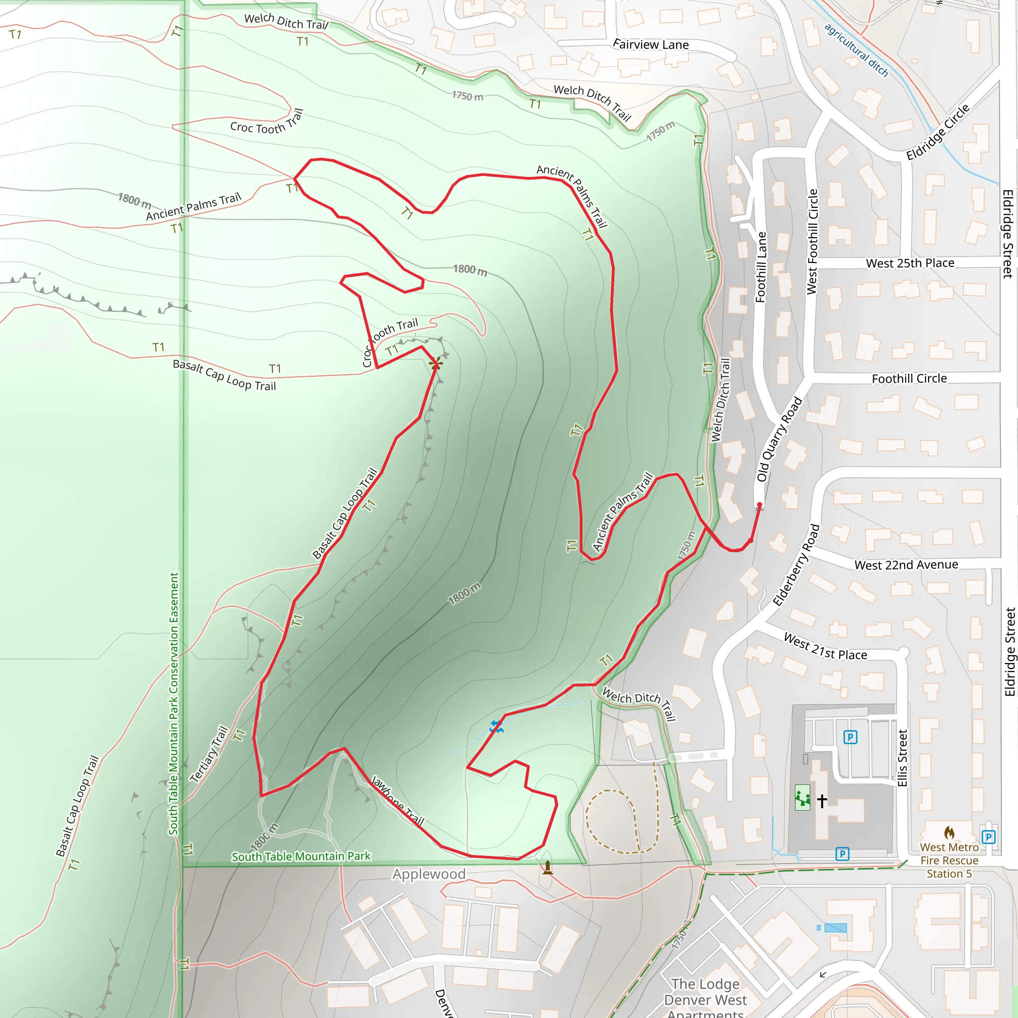 Welch Ditch Trail and Basalt Cap Loop Trail mobile static map