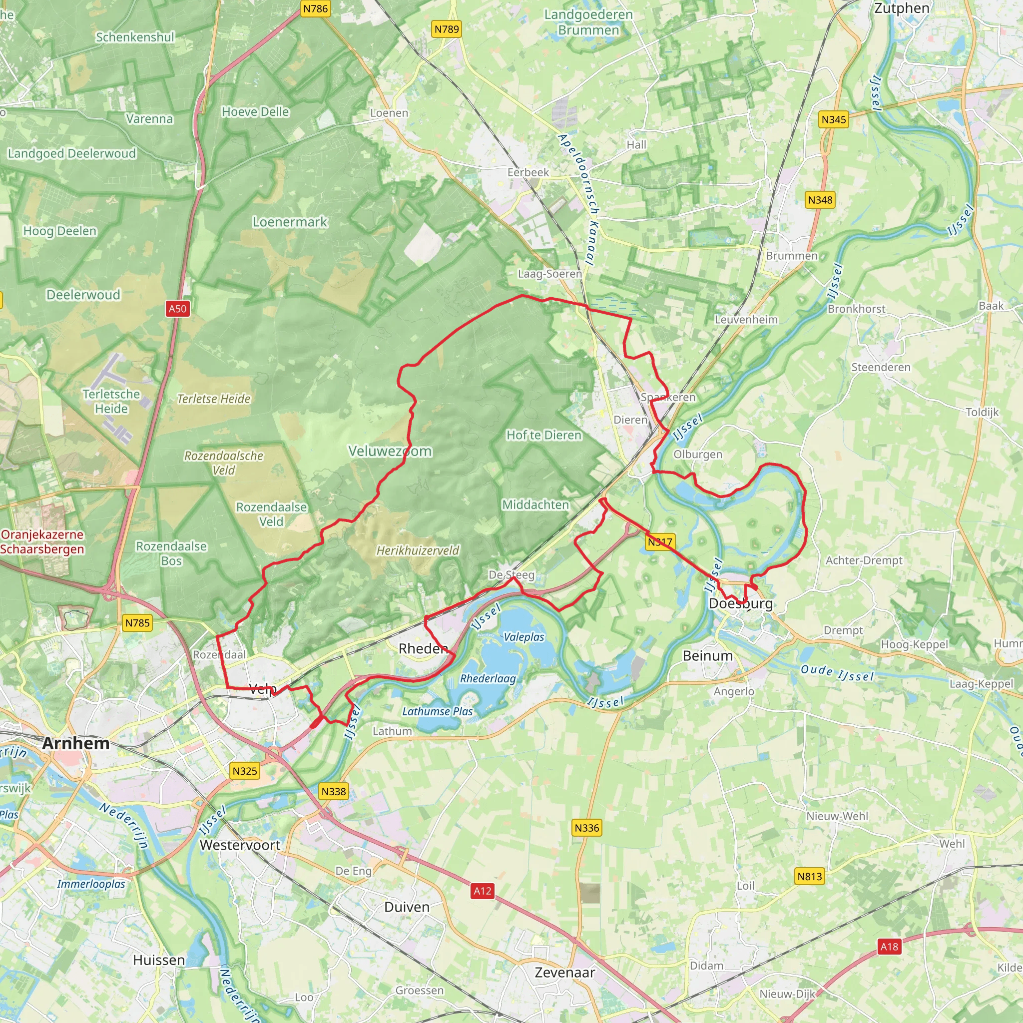 Tafelberg, Kasteel Rosendael and Doesburg Loop mobile static map