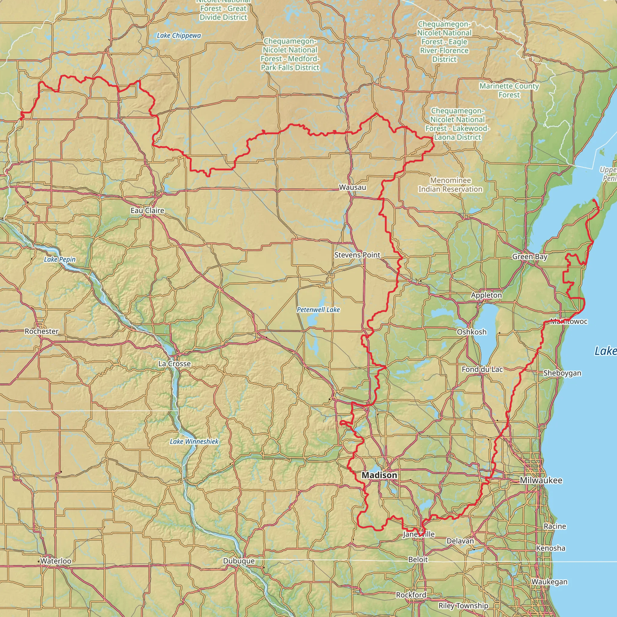 Ice Age National Scenic Trail mobile static map