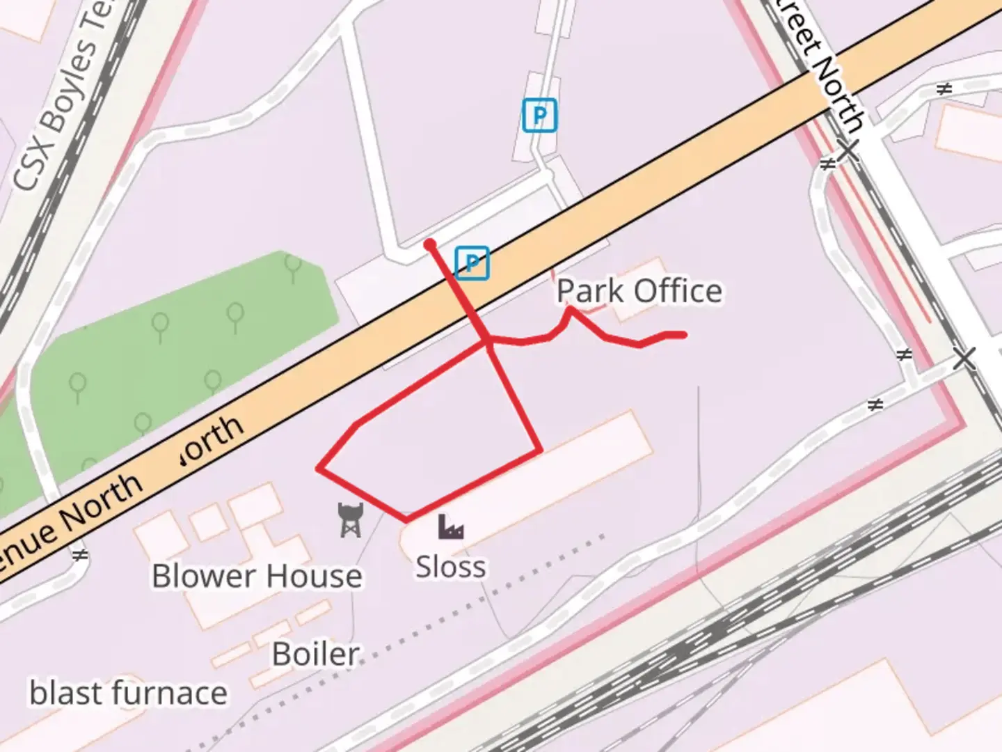 An image depicting the trail First Avenue North Loop and its surrounding area.