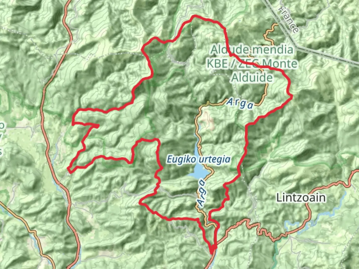An image depicting the trail GR 322 Nafarroa Xtrem and its surrounding area.