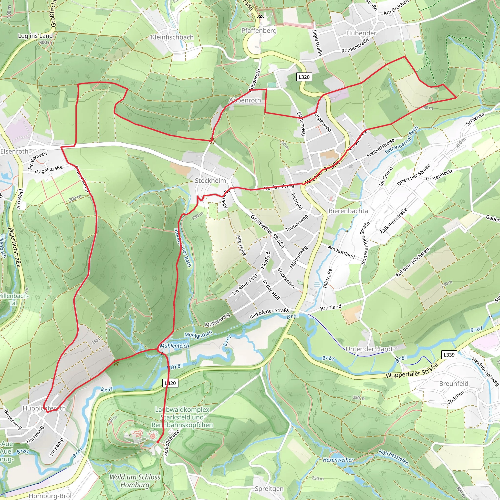 Holsteinsmuehle Rundweg and Tropfsteinhoehle Rundweg mobile static map