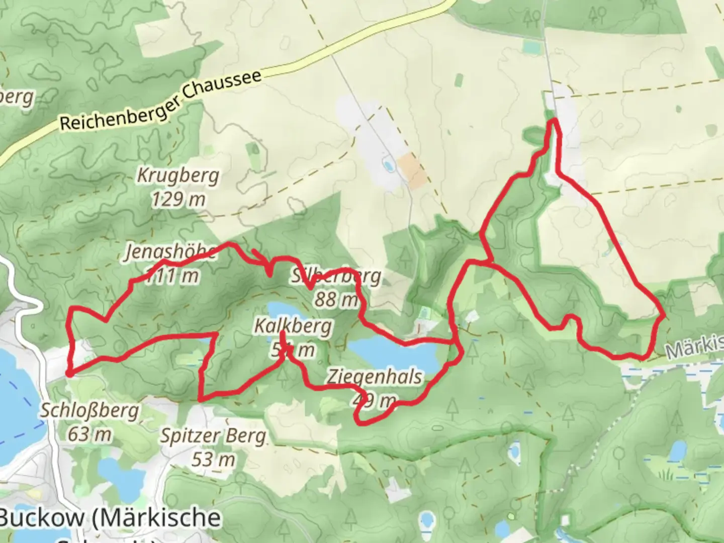 An image depicting the trail Dachsberg, Großer Tornowsee and Kleiner Tornwsee via Natura Trail and its surrounding area.