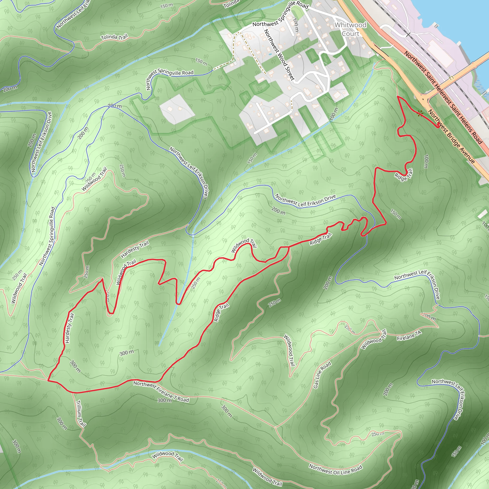 Ridge and Wildwood Loop Trail mobile static map