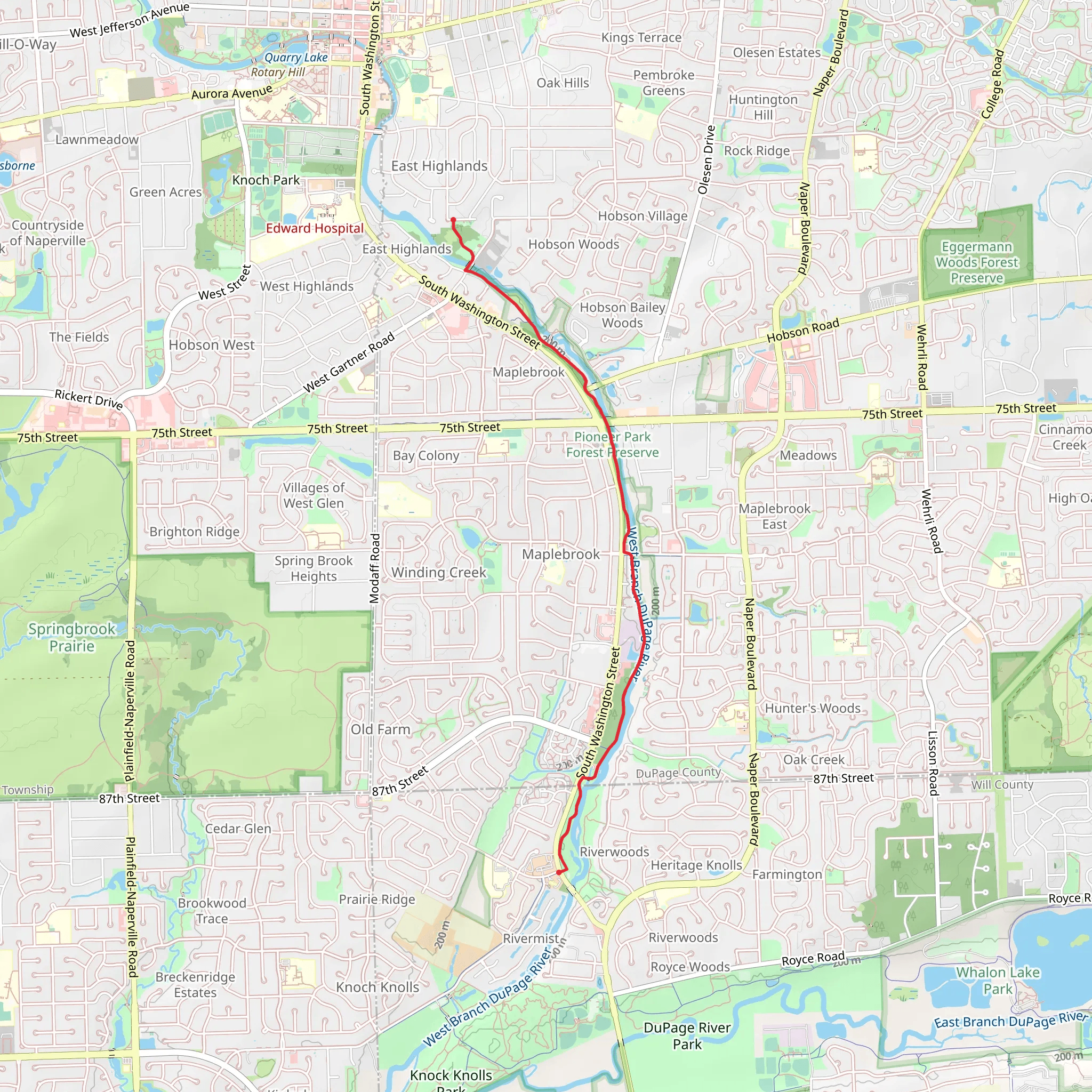 West Branch Dupage River Trail mobile static map