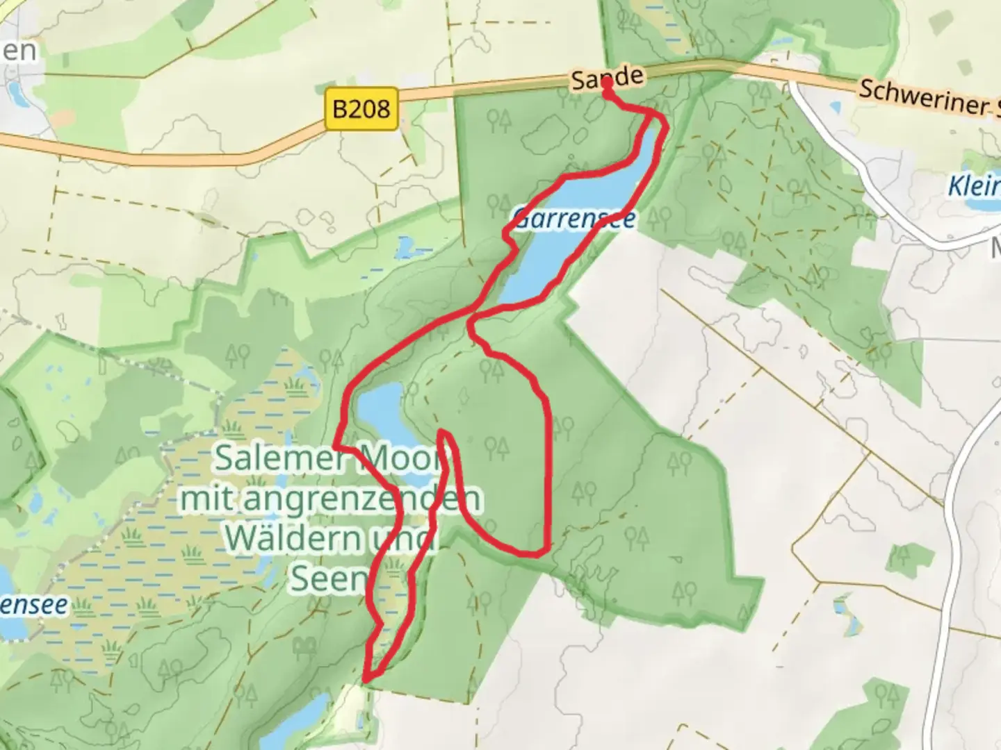 An image depicting the trail Garrensee and Plötscher See Circle and its surrounding area.