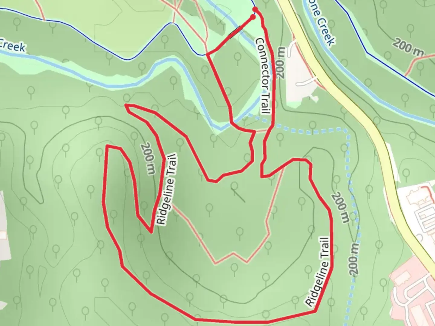 An image depicting the trail Ridgeline Loop Trail and its surrounding area.