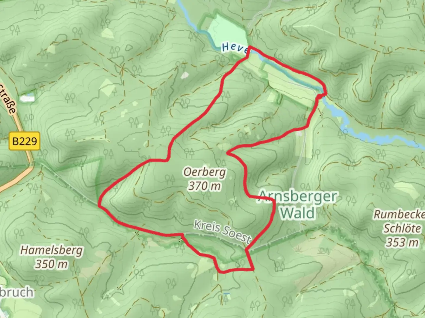 An image depicting the trail Neuhaus and Kreuzeiche Loop and its surrounding area.