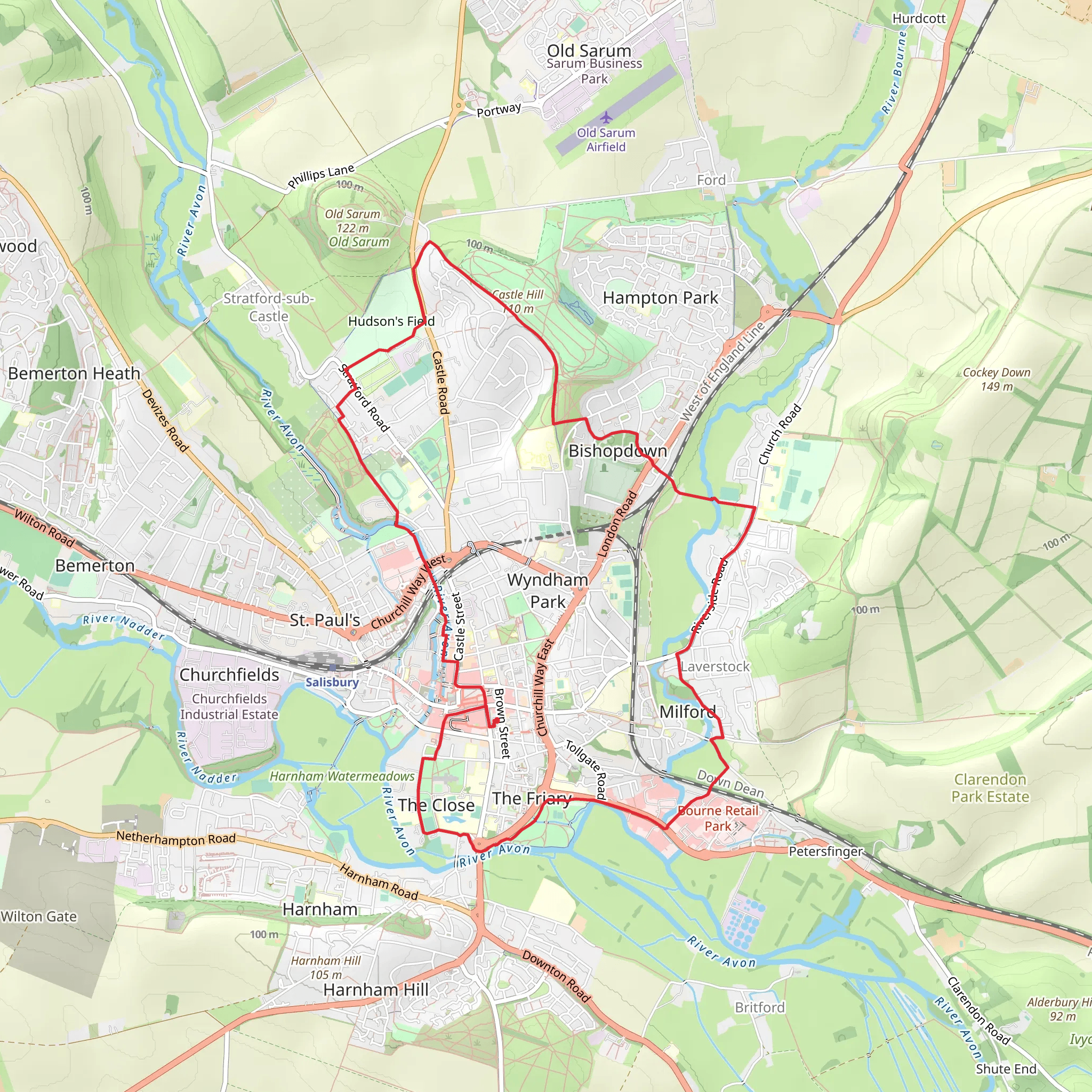 Castle Hill, Milford and Stratford sub Castle Loop mobile static map